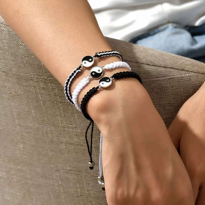 Yin Yang Friendship Bracelets – Adjustable Handmade Rope Bracelets for Couples & Best Friends