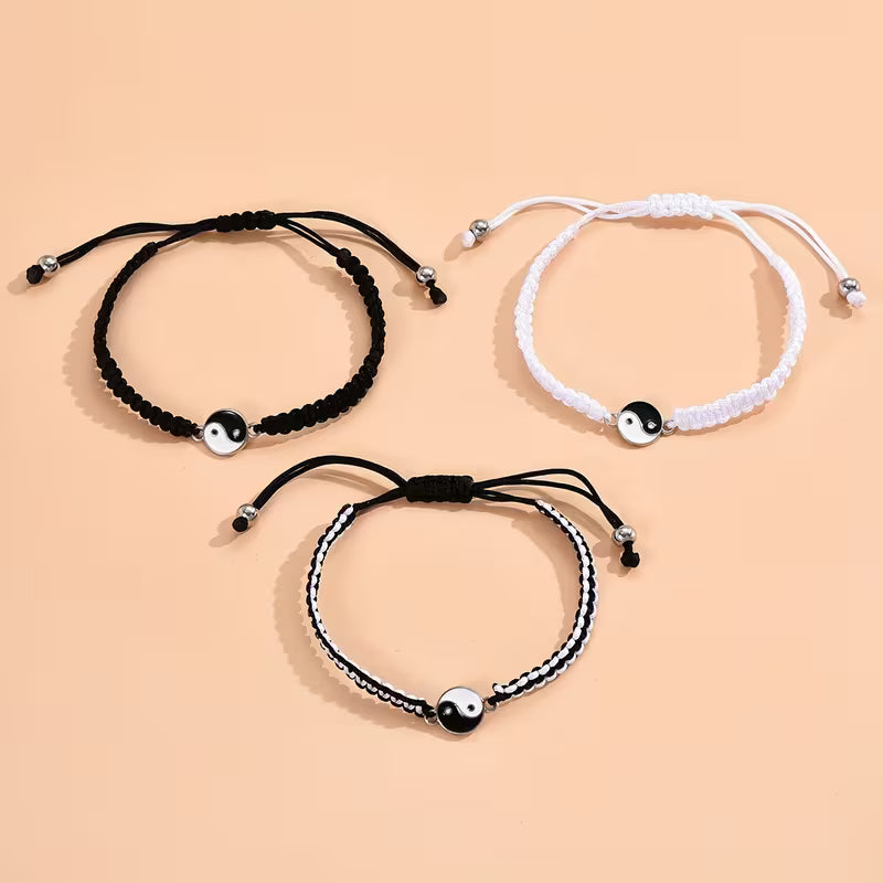 Yin Yang Friendship Bracelets – Adjustable Handmade Rope Bracelets for Couples & Best Friends