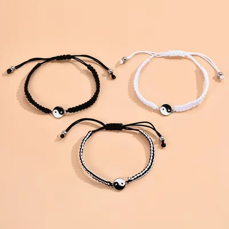 Yin Yang Friendship Bracelets – Adjustable Handmade Rope Bracelets for Couples & Best Friends