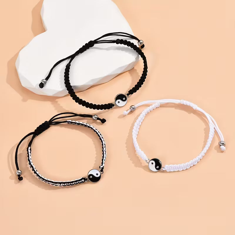 Yin Yang Friendship Bracelets – Adjustable Handmade Rope Bracelets for Couples & Best Friends