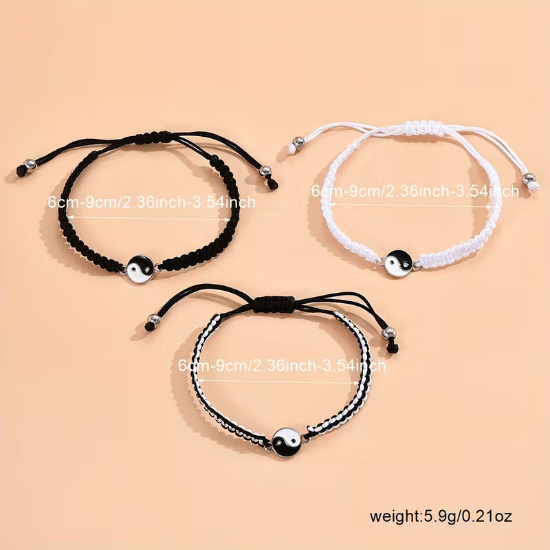 Yin Yang Friendship Bracelets – Adjustable Handmade Rope Bracelets for Couples & Best Friends