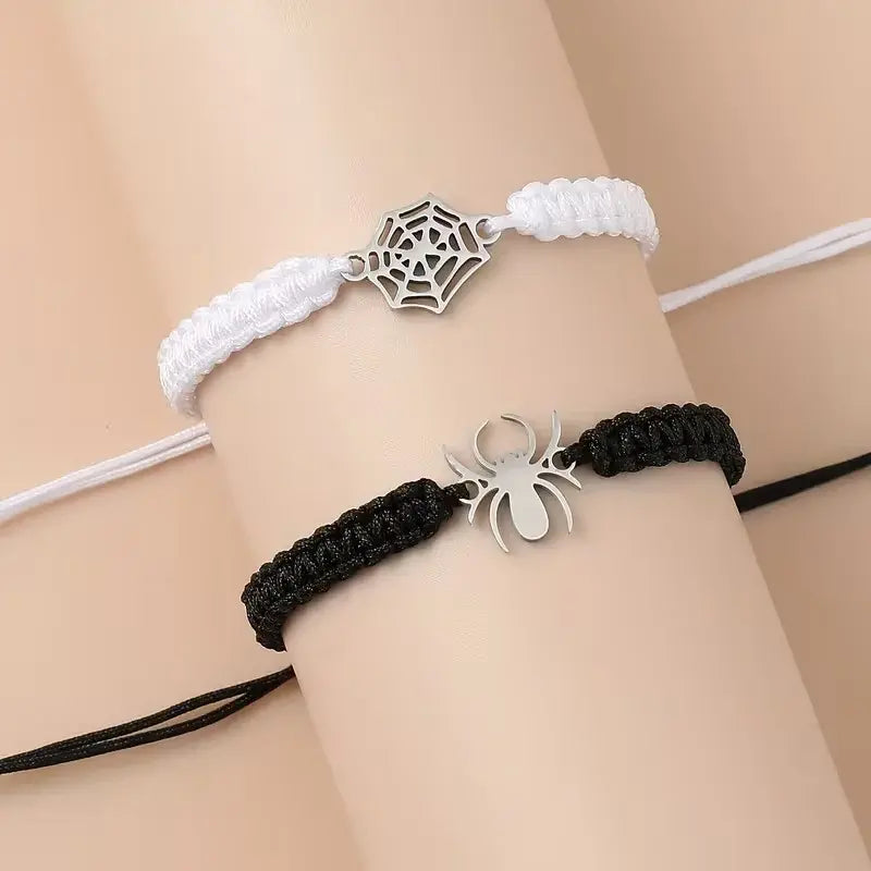 Spider & Web Couple Bracelet Set