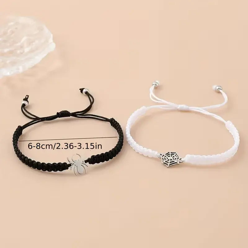 Spider & Web Couple Bracelet Set