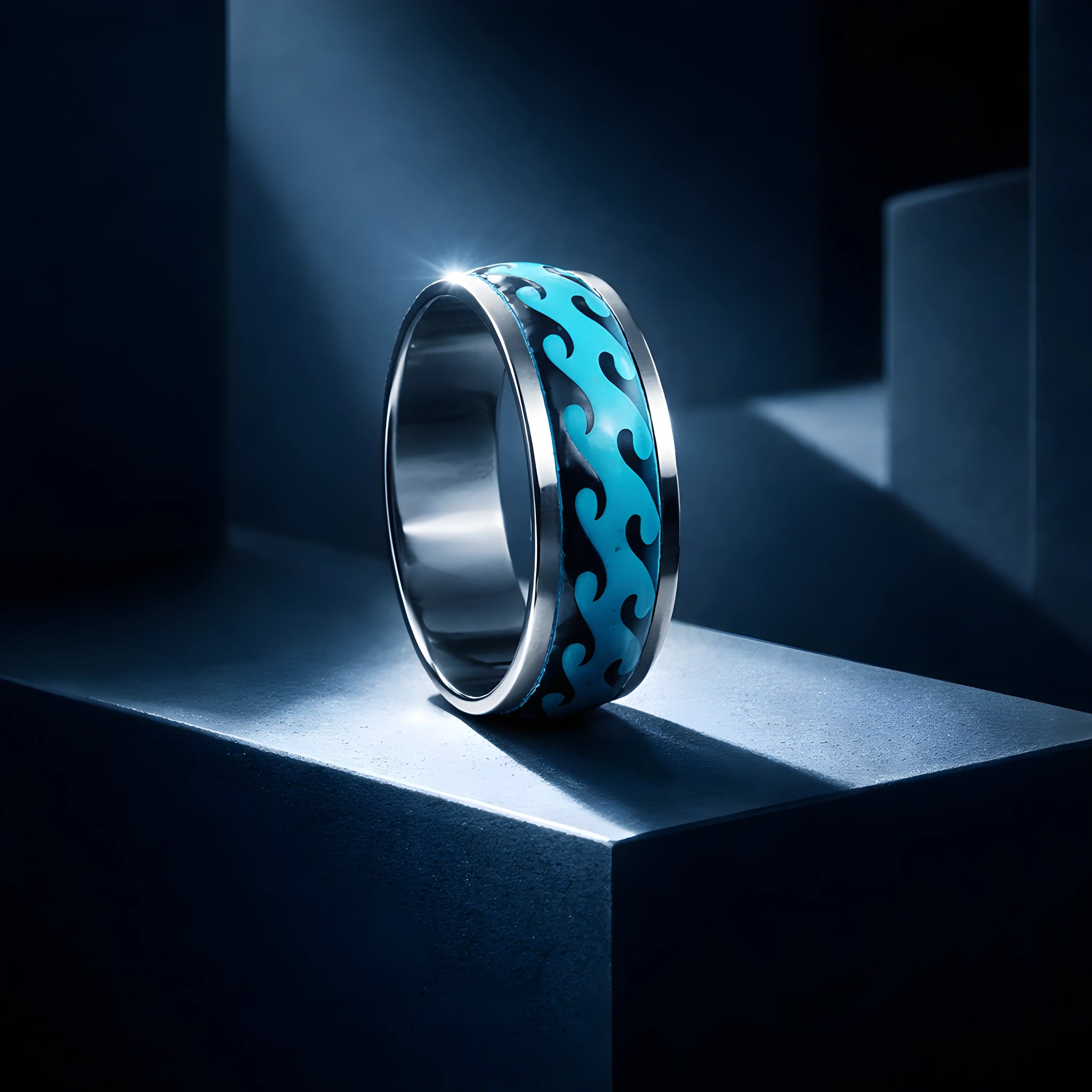 Blue Flame Inlay Ring 6.1cm