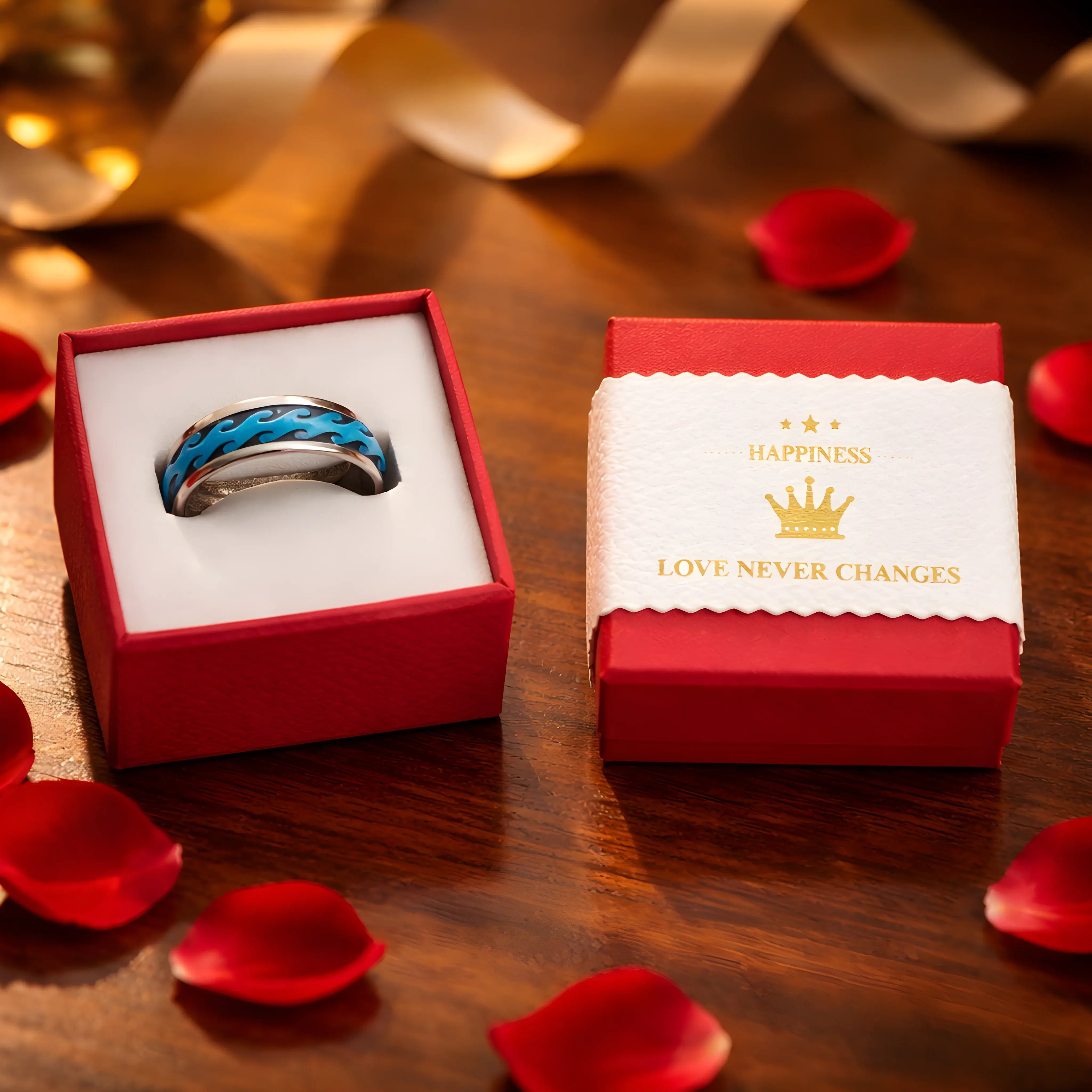 Blue Flame Inlay Ring 6.1cm