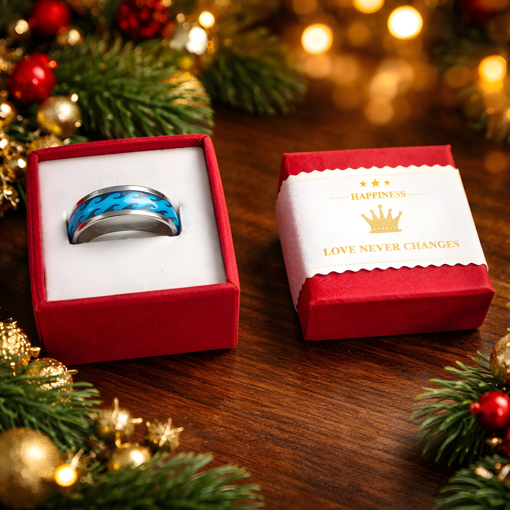 Blue Flame Inlay Ring 6.1cm