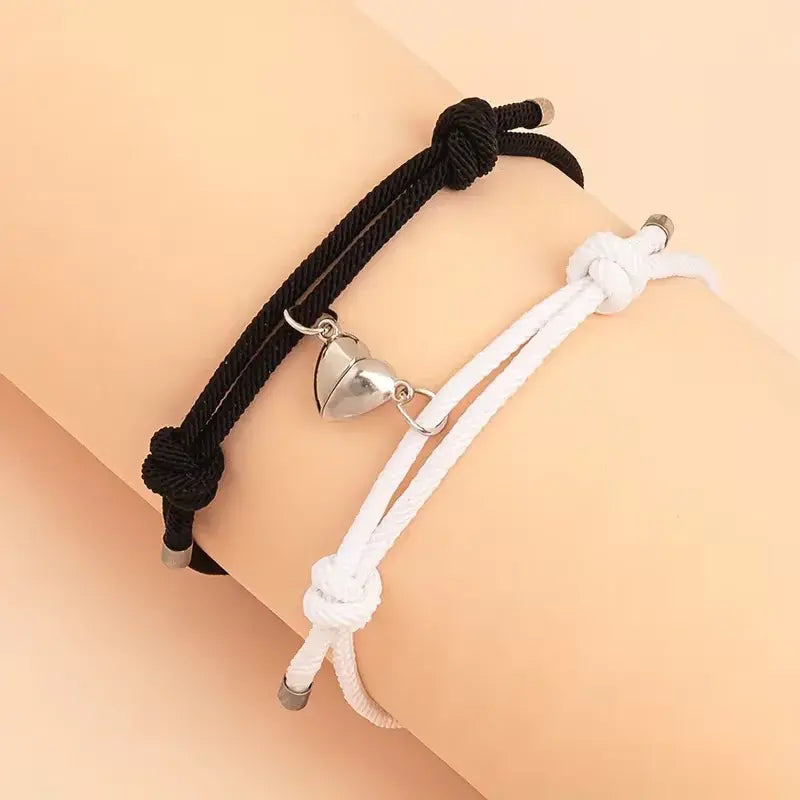 Heart Charm Couple Bracelet Set