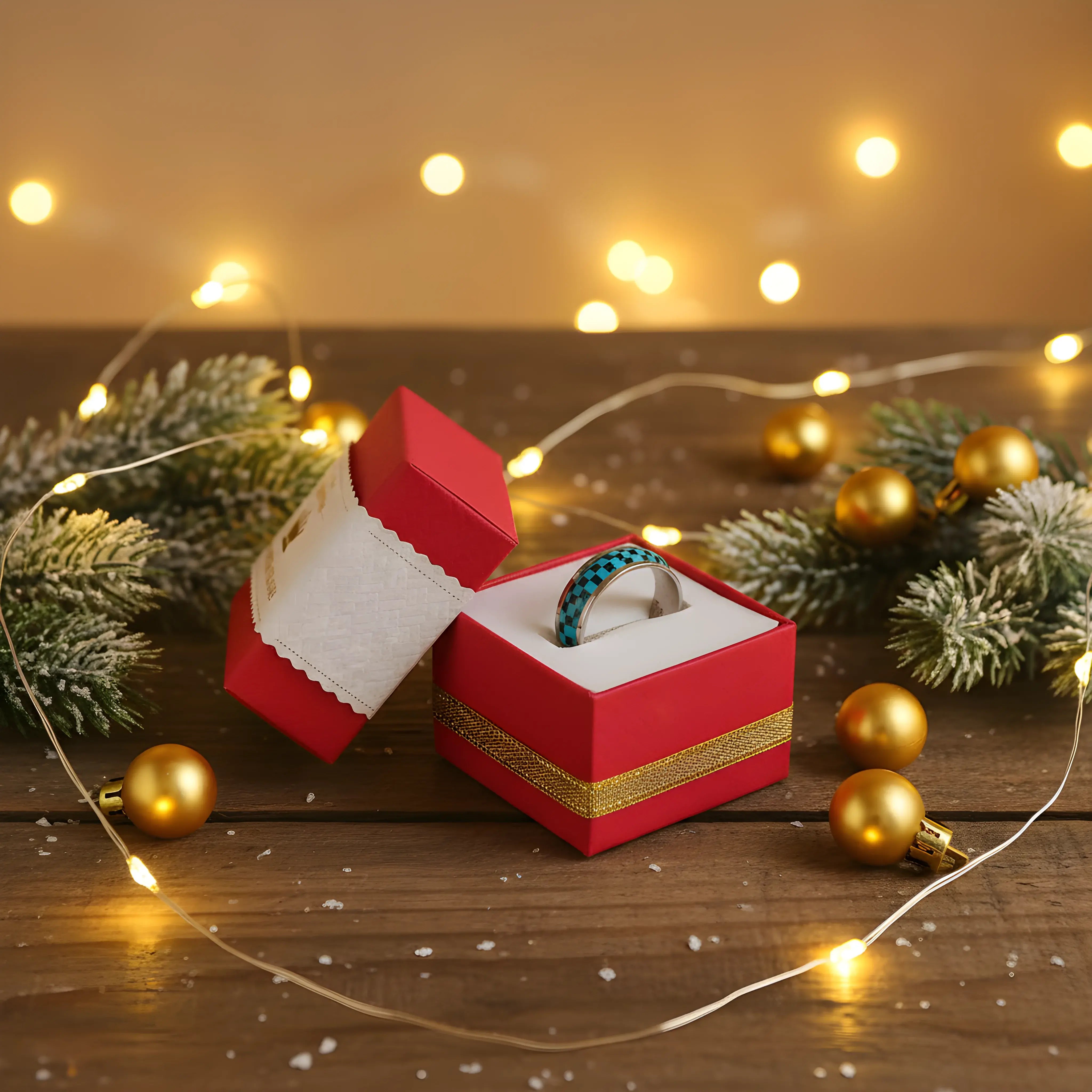 Turquoise Checkered Inlay Ring 5.8cm