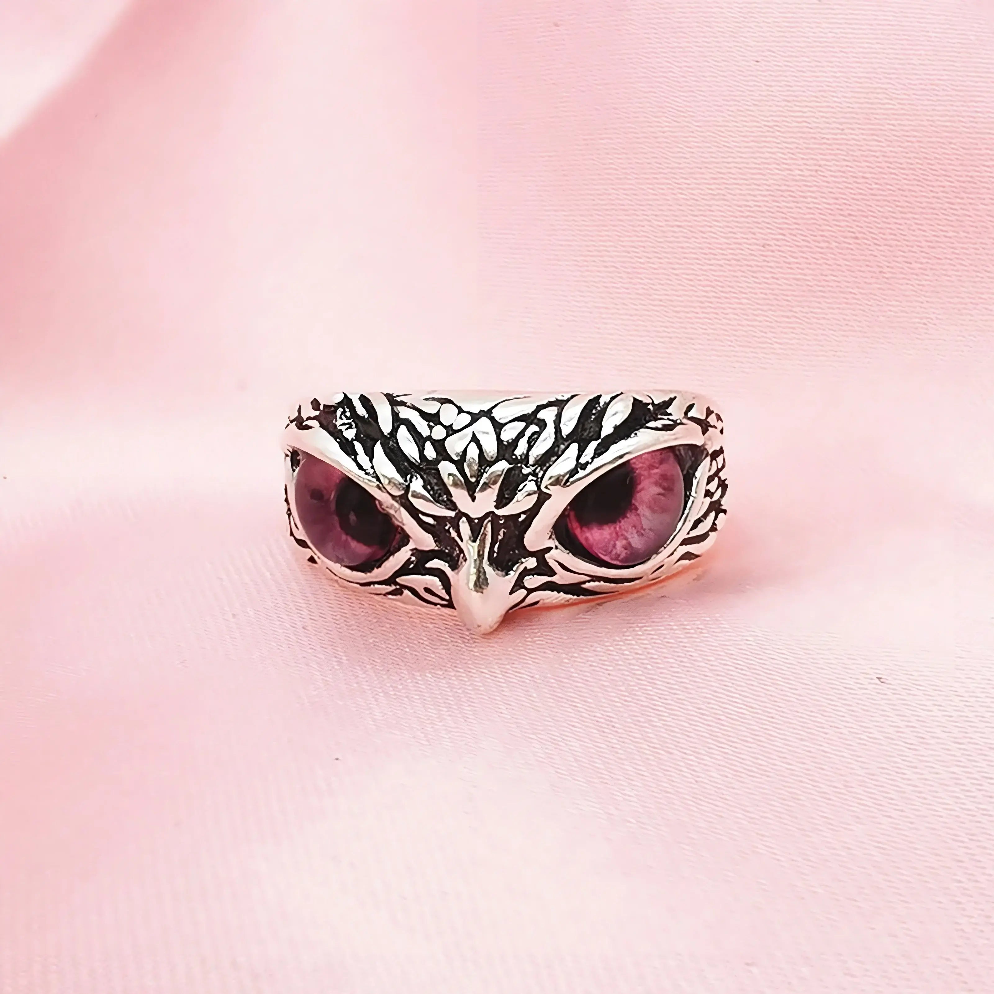 Pink Owl Gaze Ring