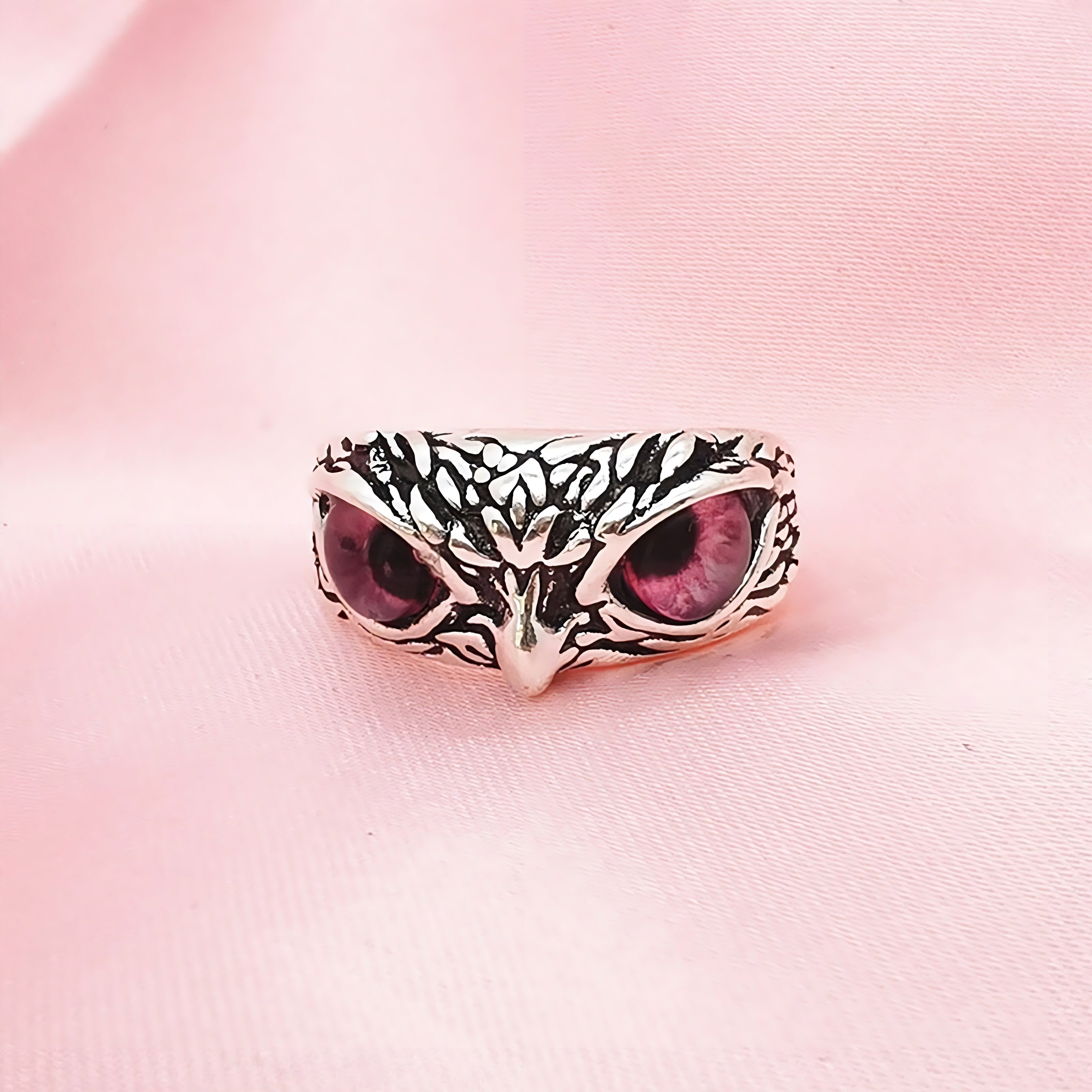 Pink Owl Gaze Ring