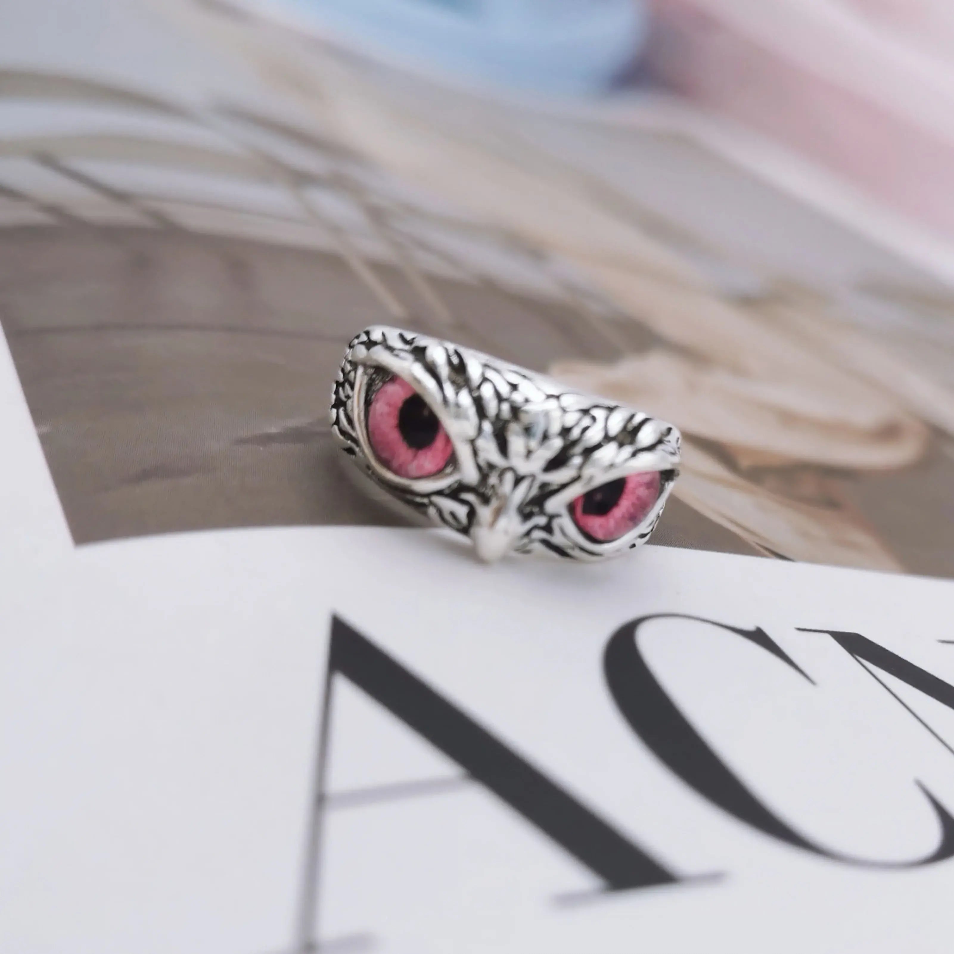 Pink Owl Gaze Ring