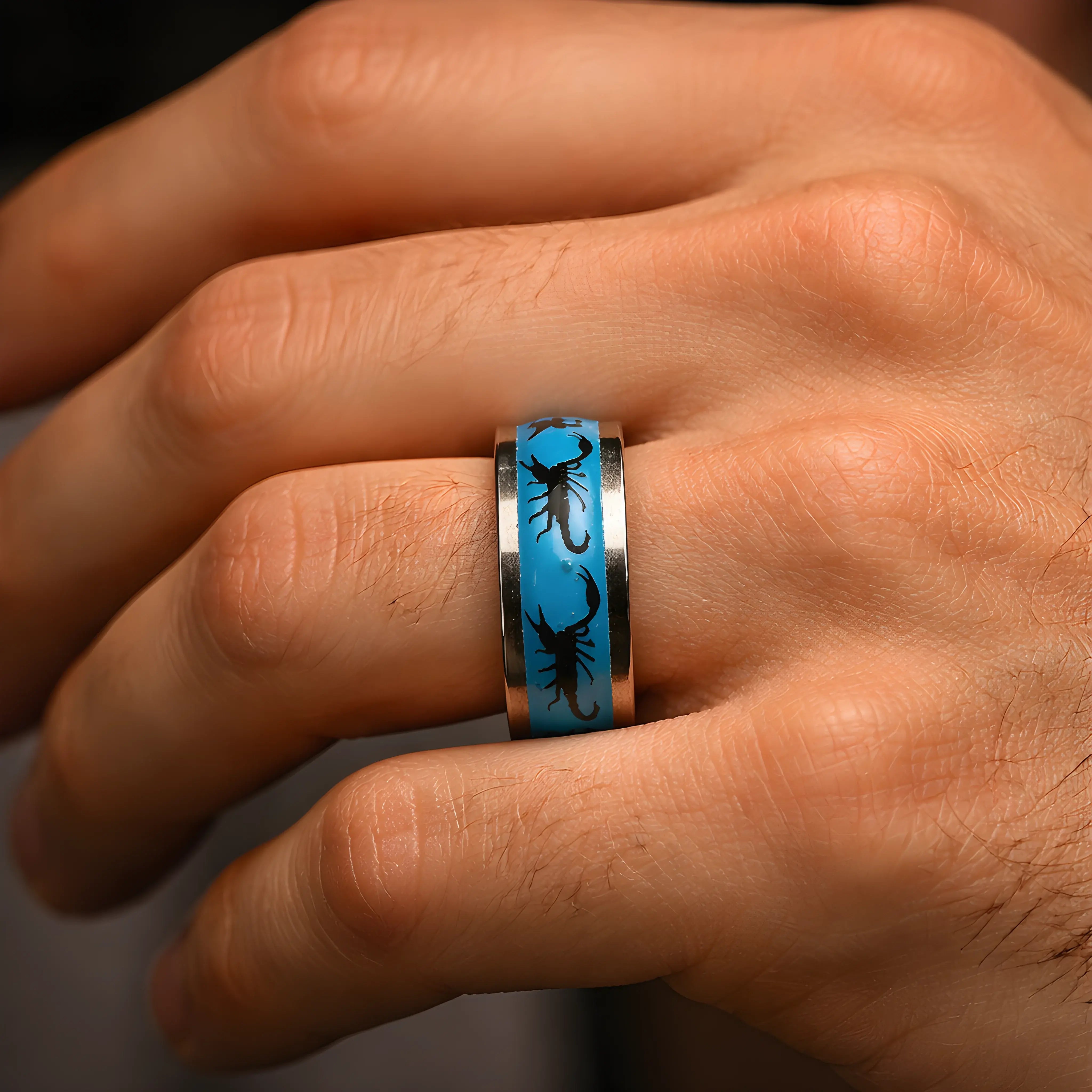 Turquoise Scorpion Inlay Ring 6.7cm