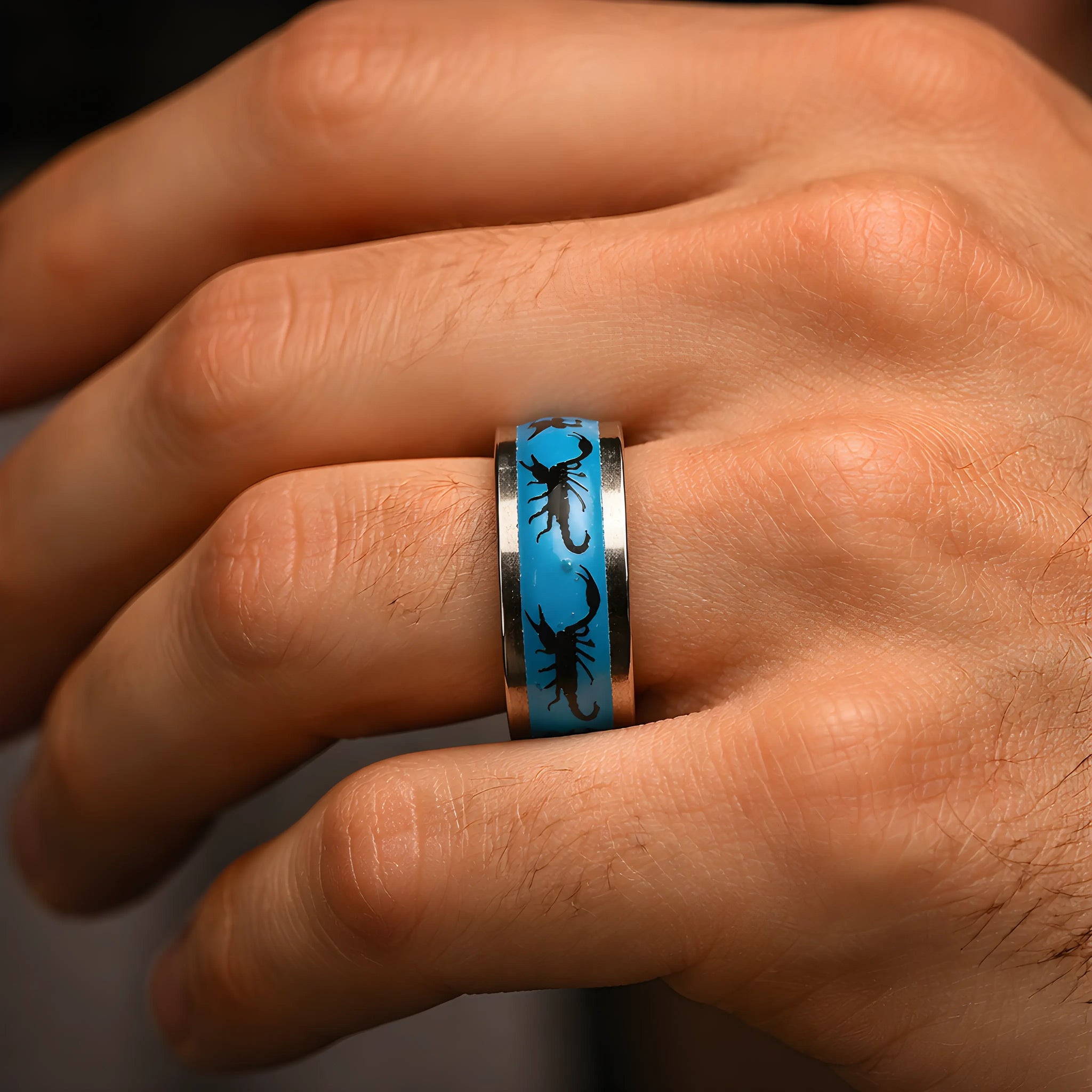 Turquoise Scorpion Inlay Ring 6.7cm
