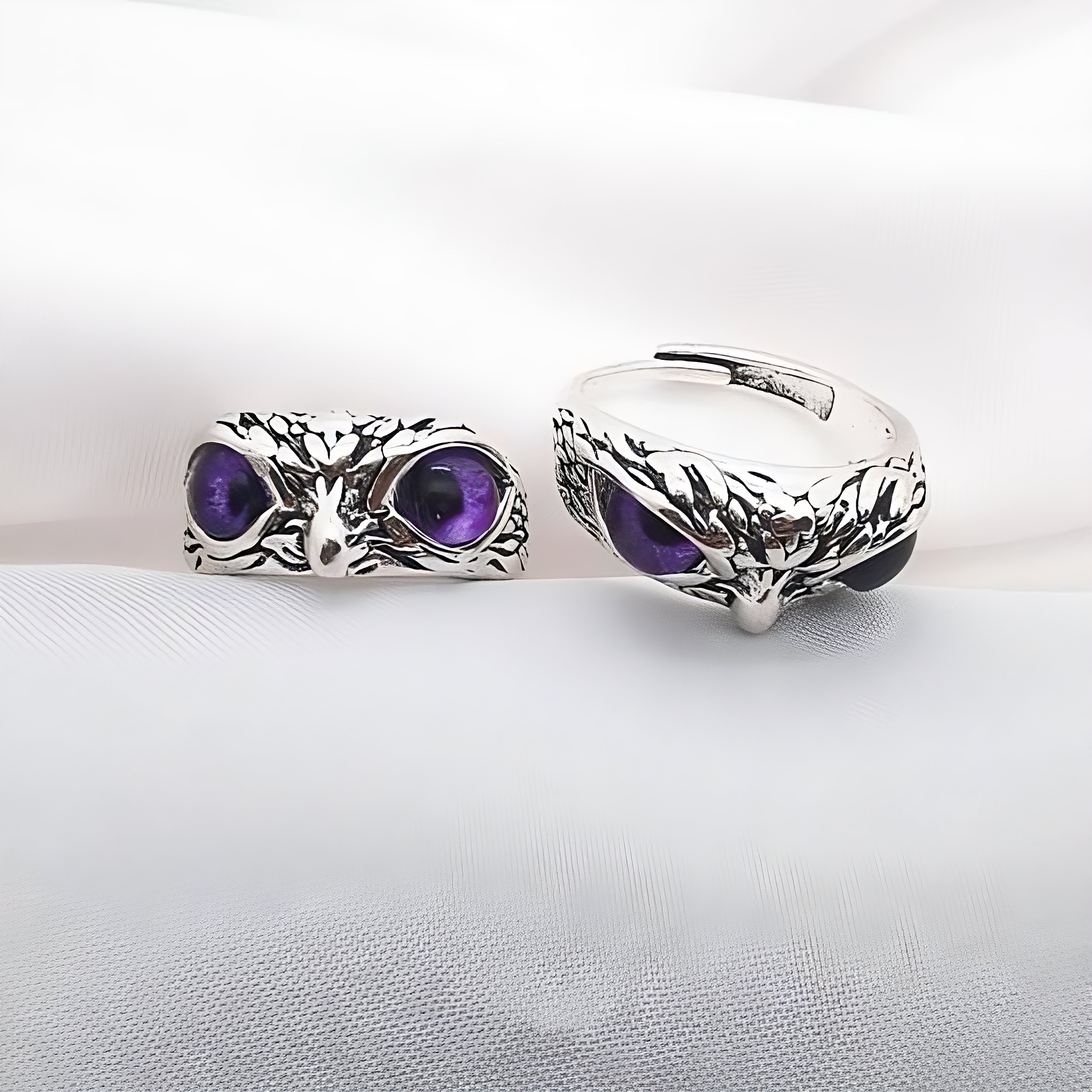 Purple Owl Gaze Ring