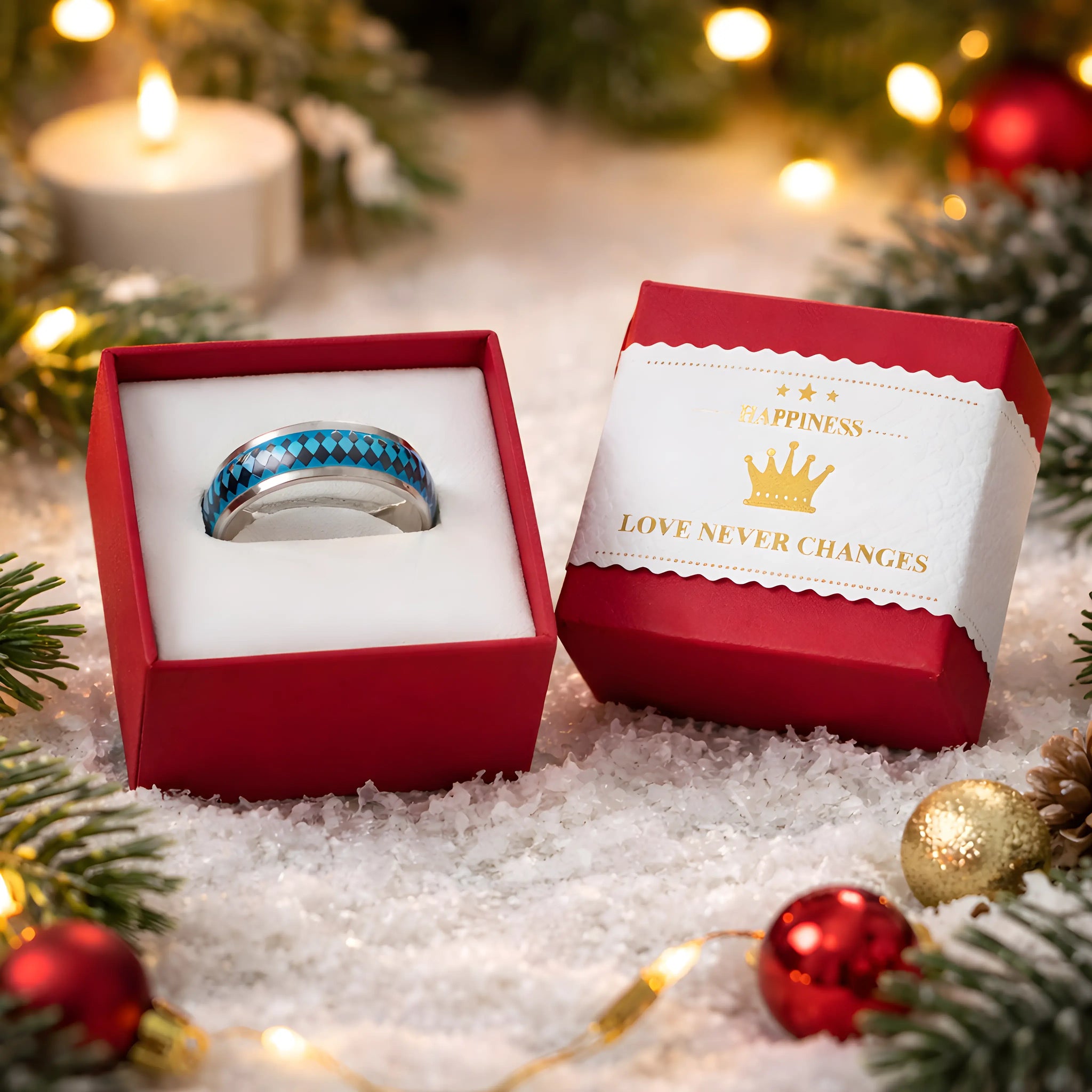 Turquoise Checkered Inlay Ring 6.7cm