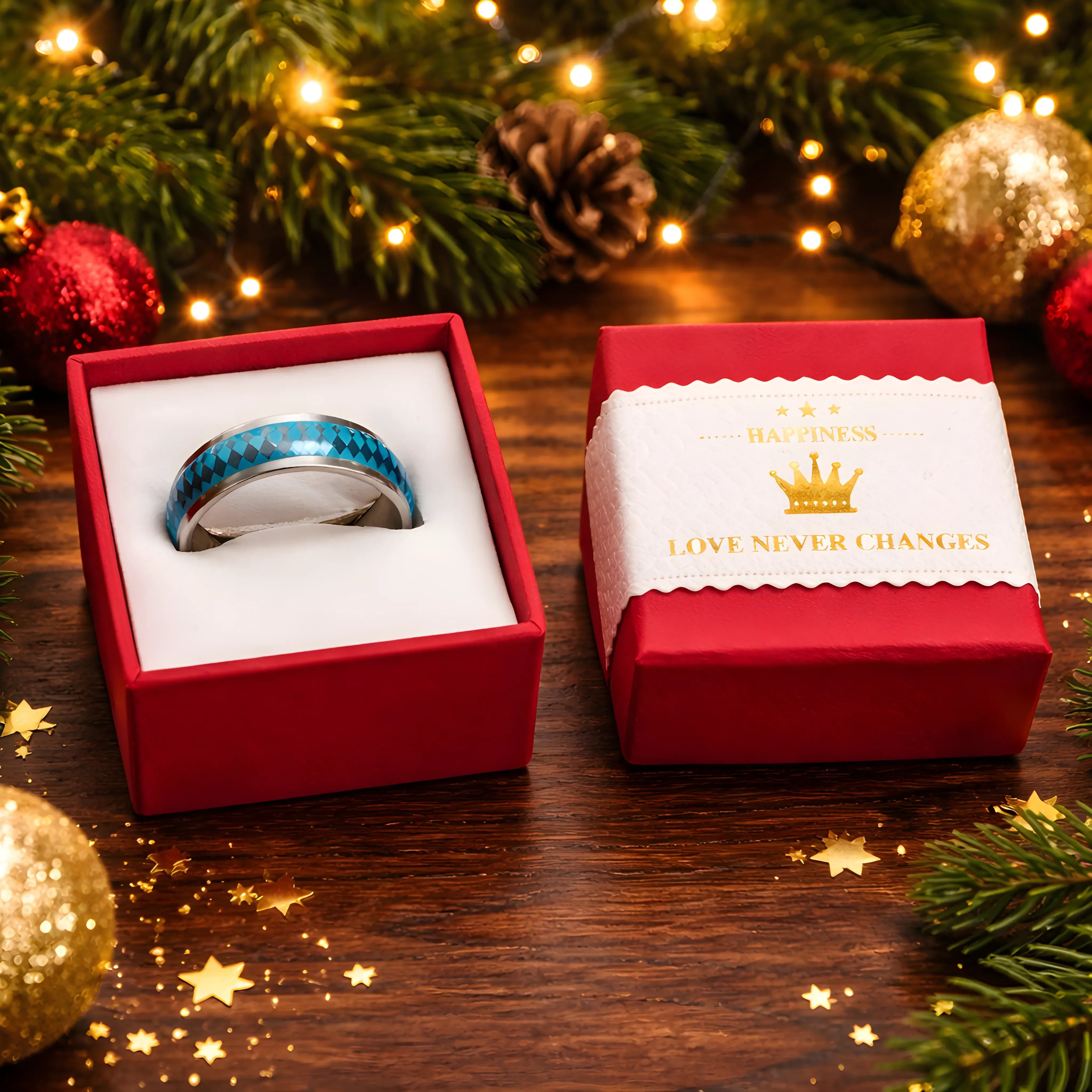 Turquoise Checkered Inlay Ring 6.7cm