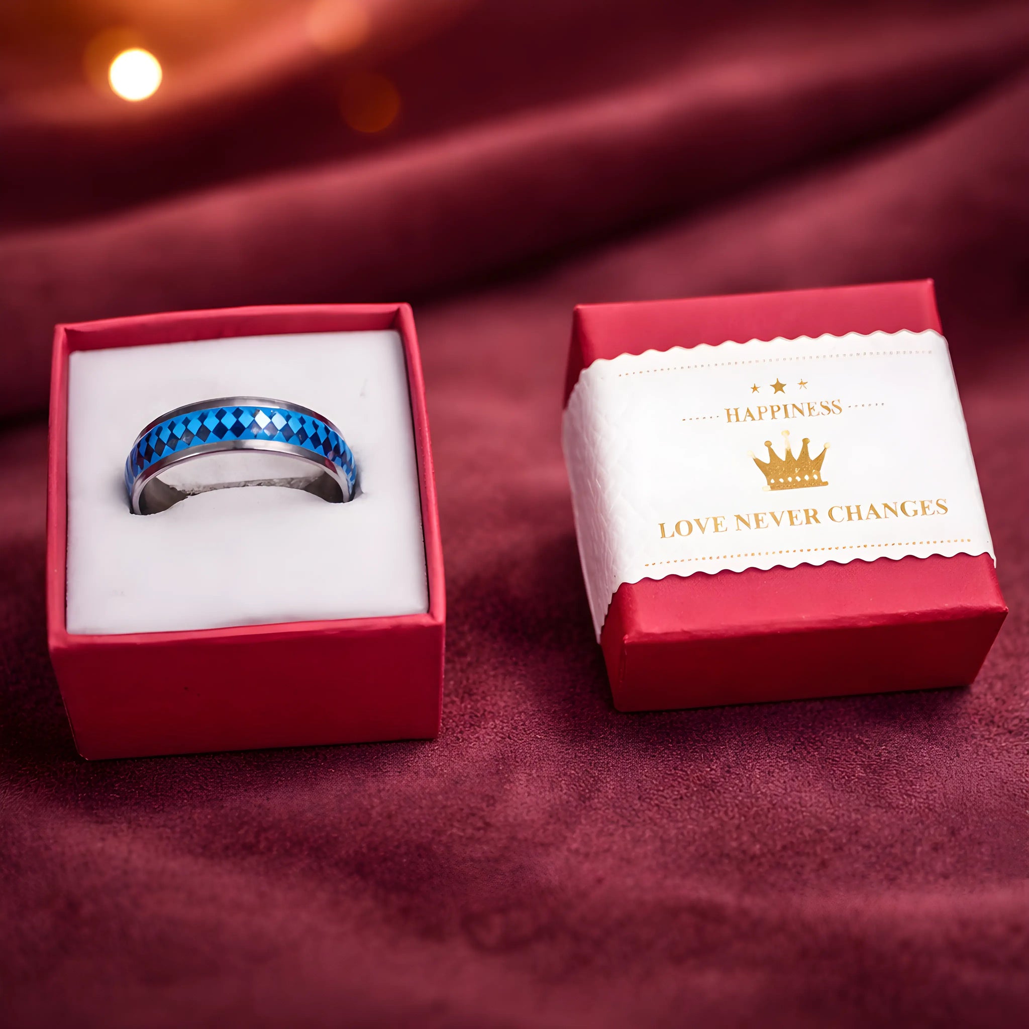 Turquoise Checkered Inlay Ring 6.7cm