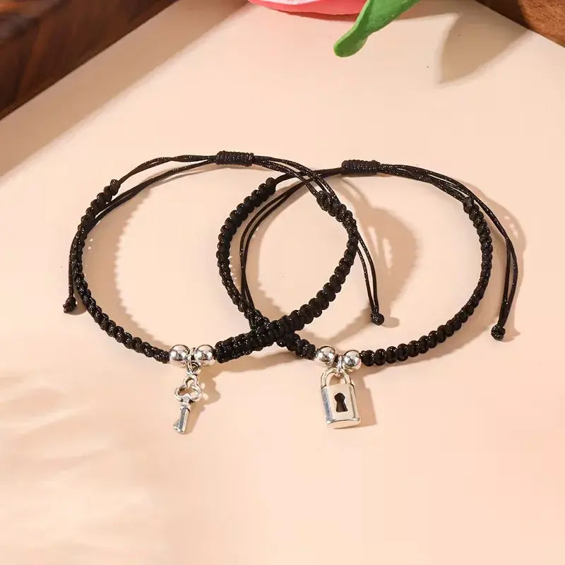 Key & Lock Couple Bracelet Set