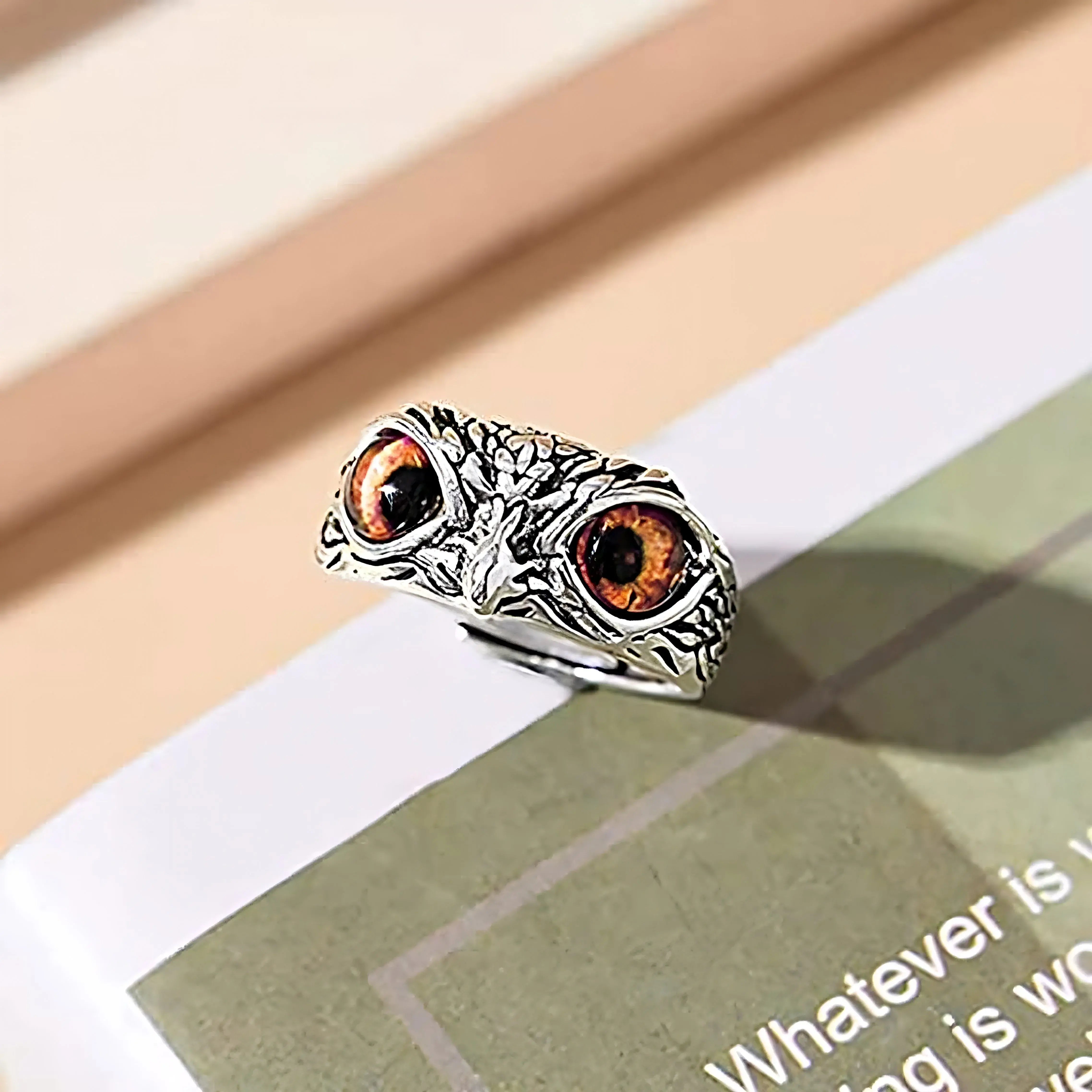 Purple Owl Gaze Ring