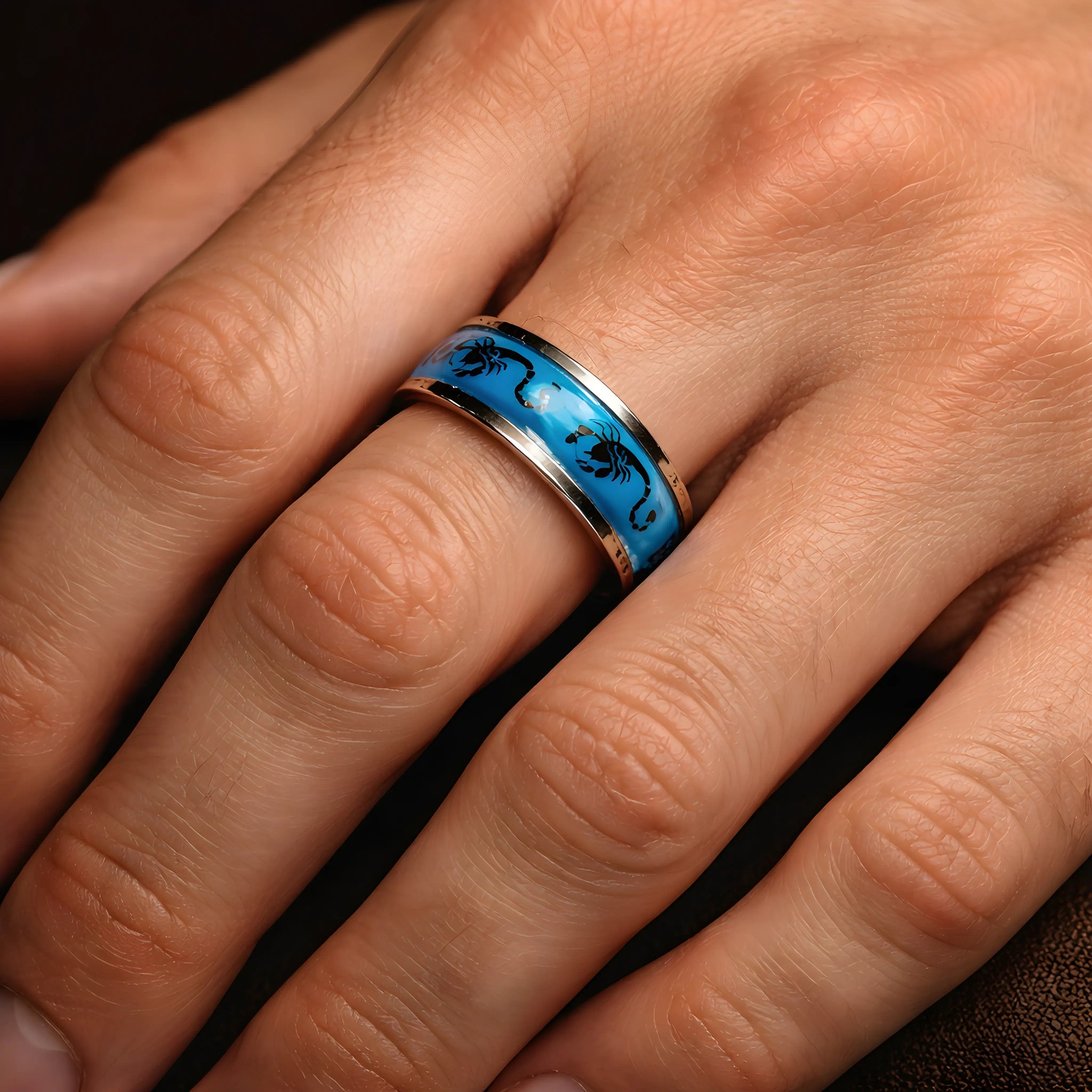 Turquoise Scorpion Inlay Ring 6.7cm