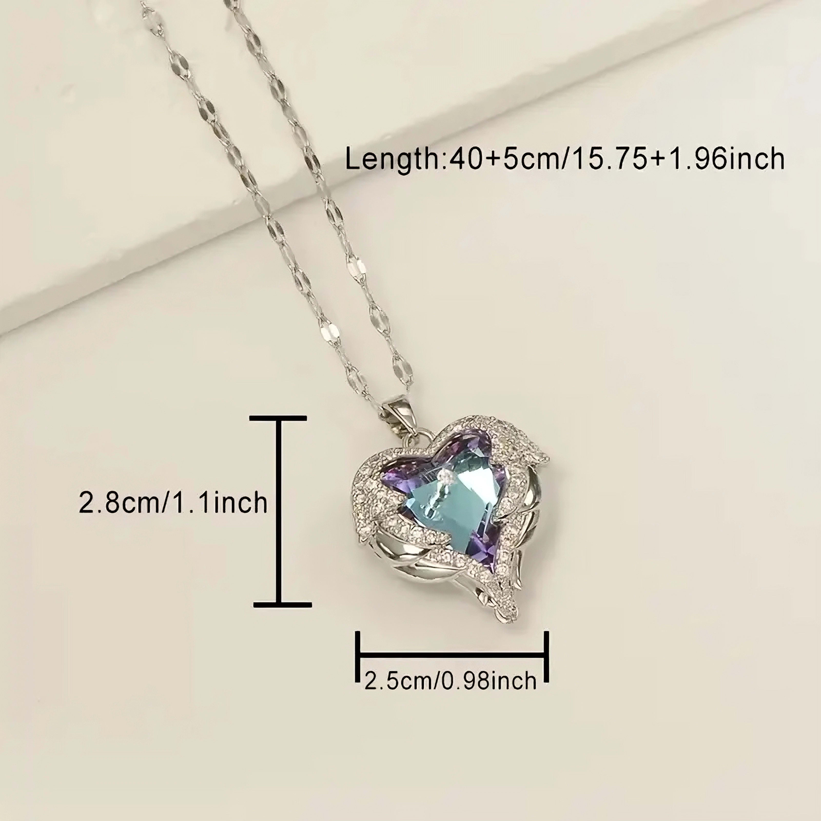 1pc Elegant Ocean Heart Pendant Necklace