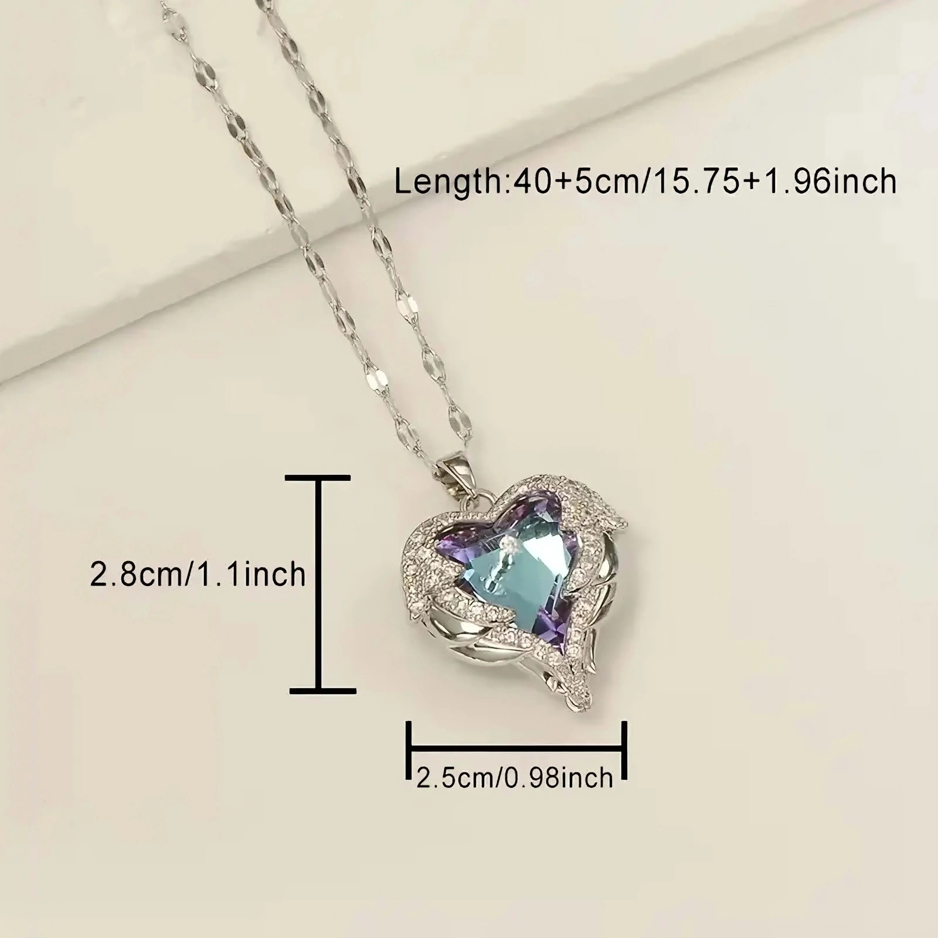 1pc Elegant Ocean Heart Pendant Necklace