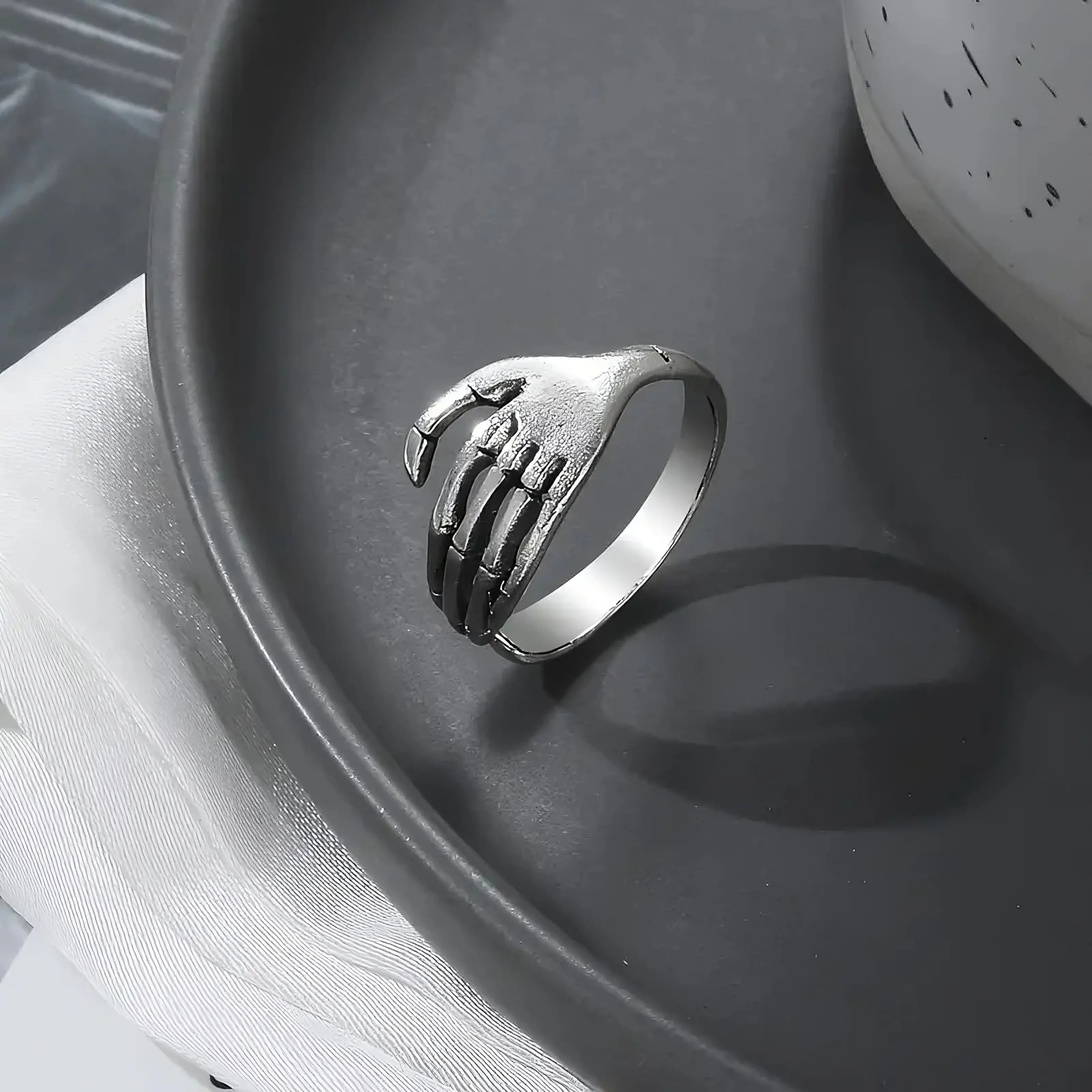 Skeleton Hand Ring – Gothic Punk Adjustable Band