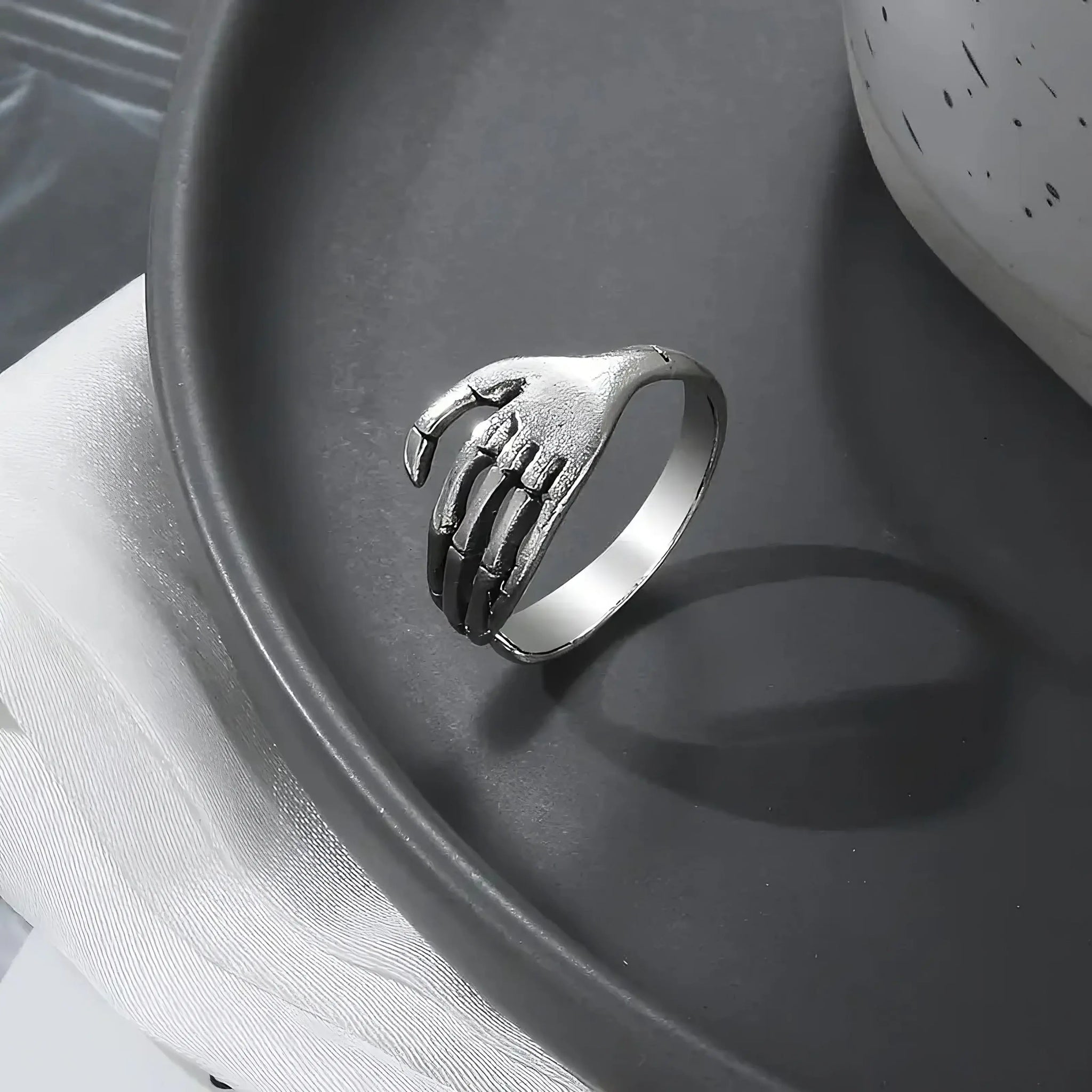 Skeleton Hand Ring – Gothic Punk Adjustable Band