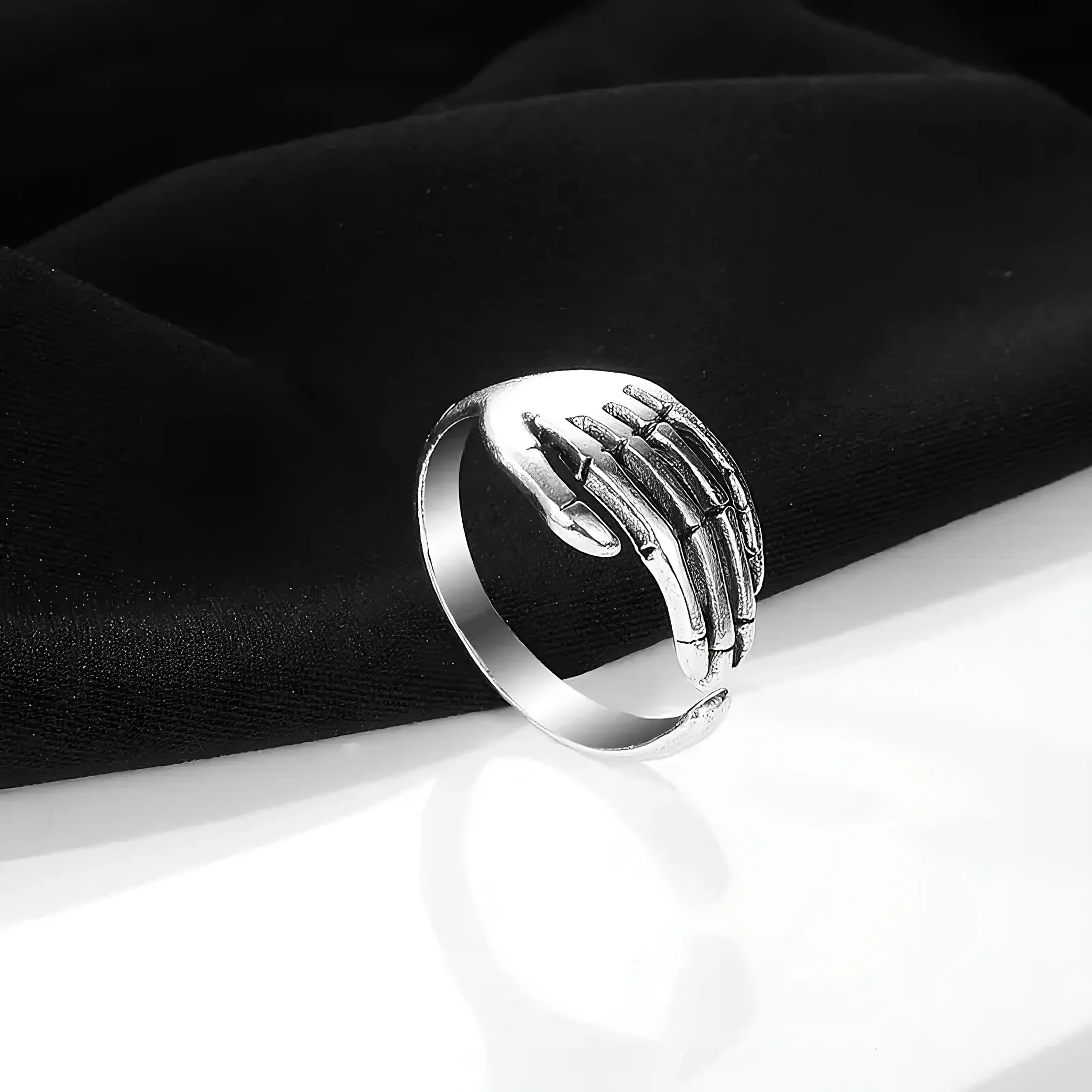 Skeleton Hand Ring – Gothic Punk Adjustable Band