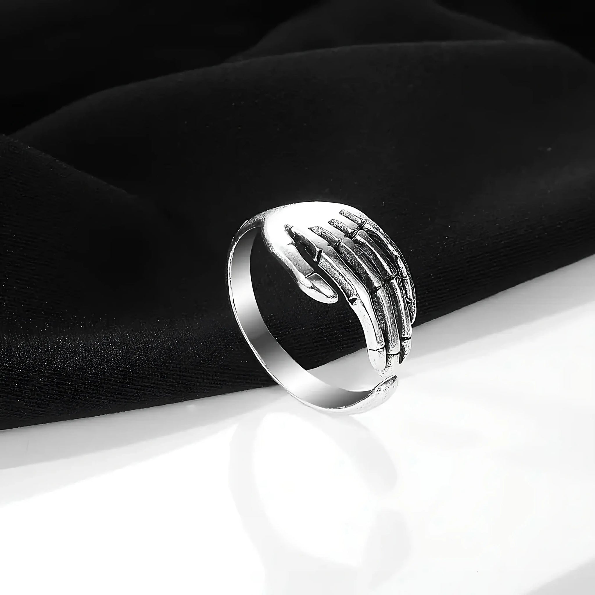 Skeleton Hand Ring – Gothic Punk Adjustable Band