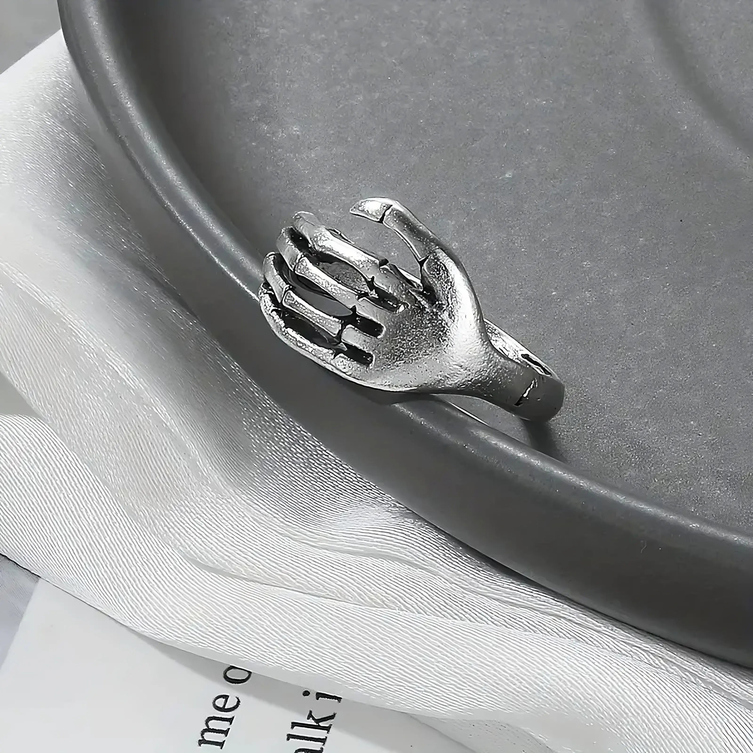 Skeleton Hand Ring – Gothic Punk Adjustable Band