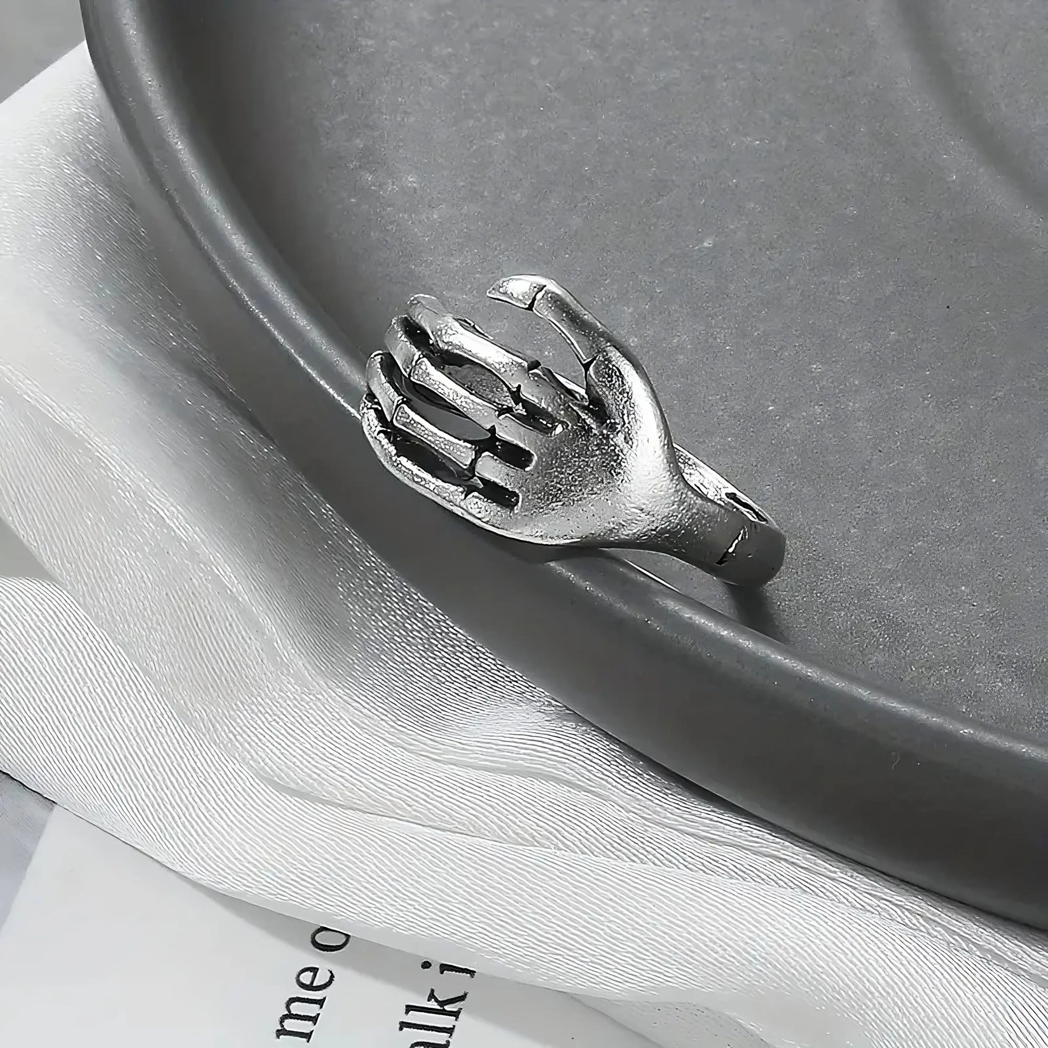 Skeleton Hand Ring – Gothic Punk Adjustable Band