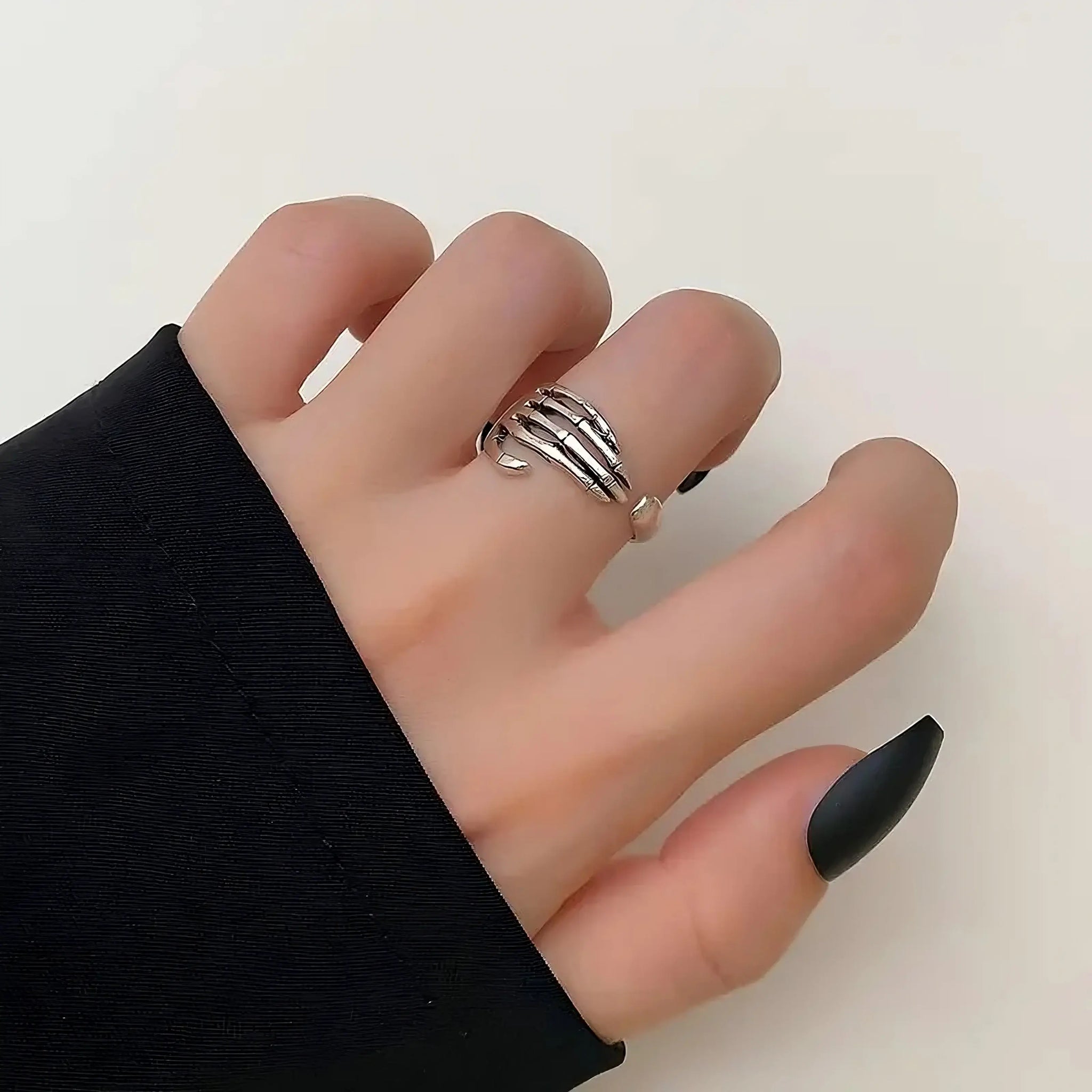 Skeleton Hand Ring – Gothic Punk Adjustable Band