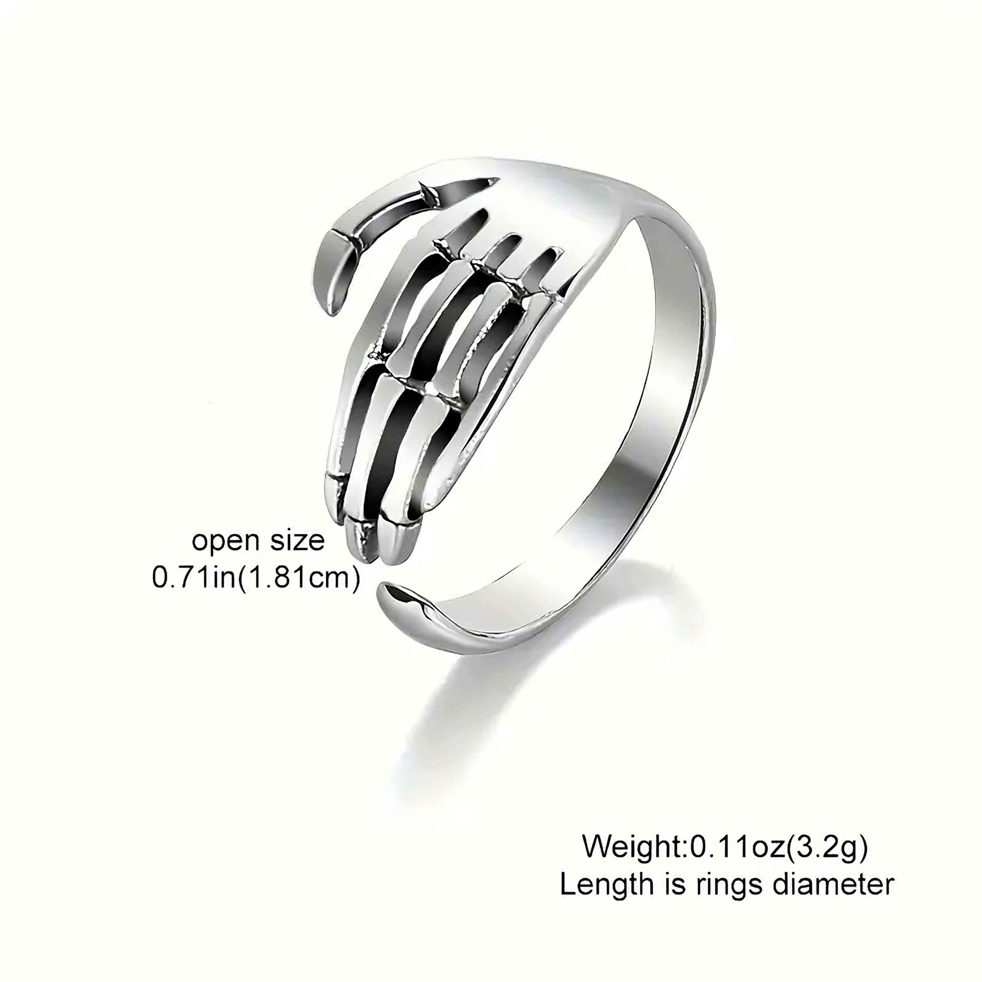 Skeleton Hand Ring – Gothic Punk Adjustable Band
