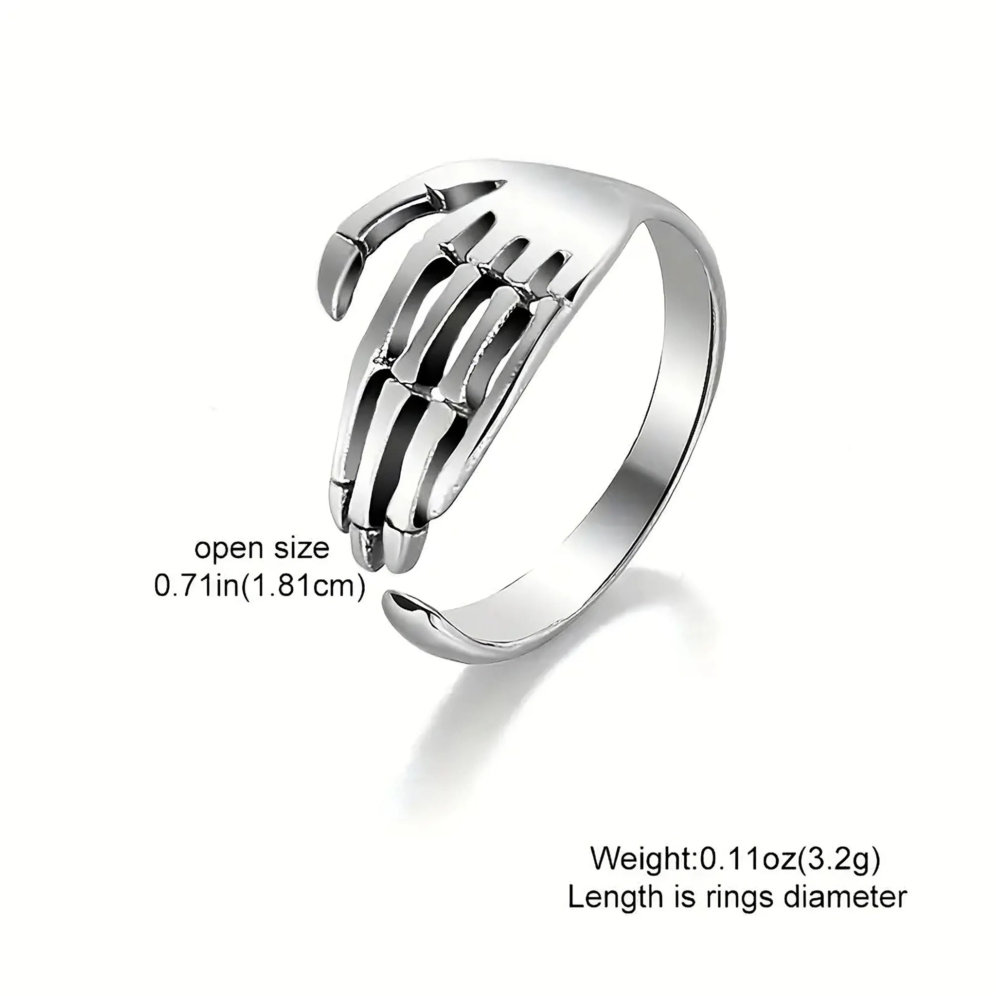 Skeleton Hand Ring – Gothic Punk Adjustable Band