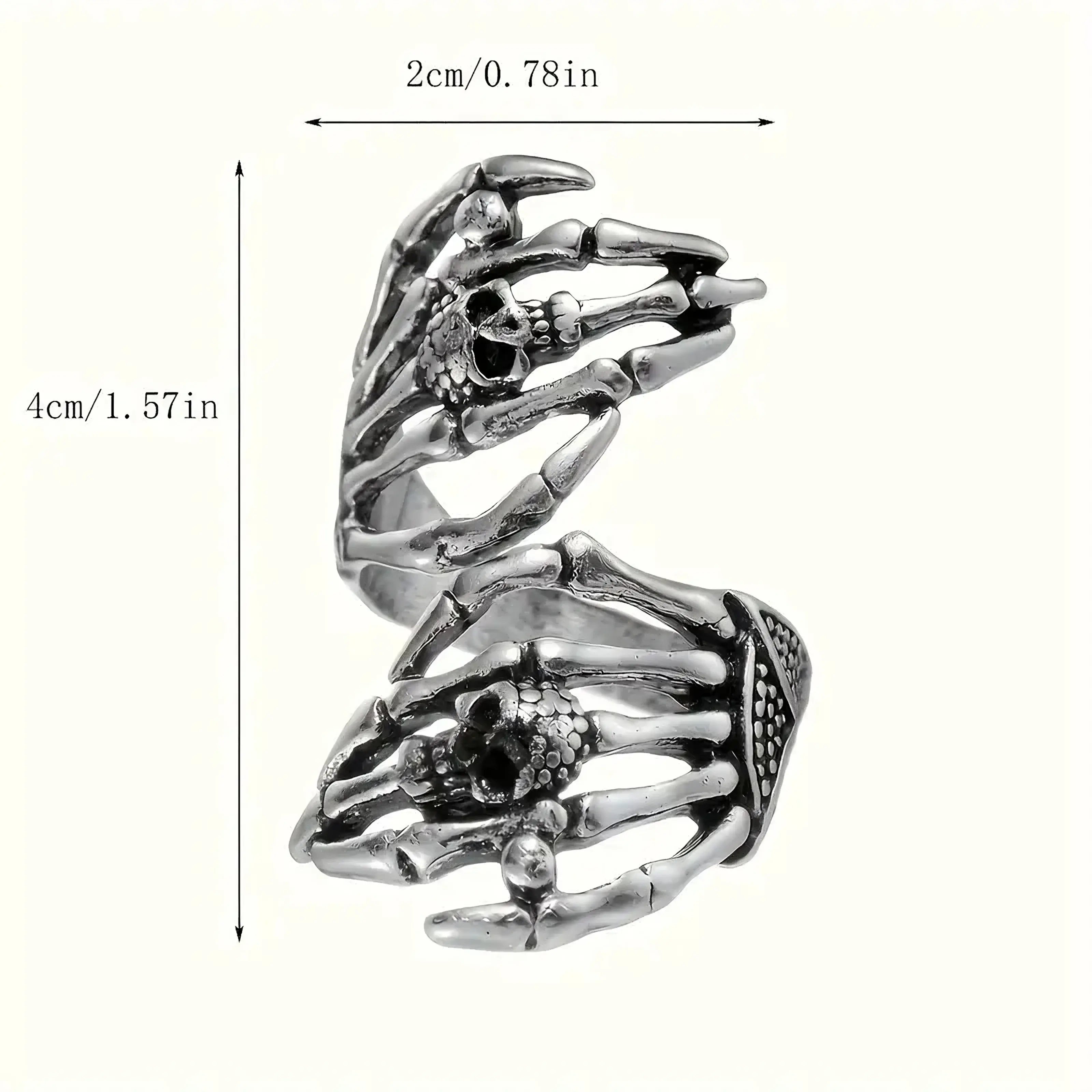 “Skeleton Hands Ring – Adjustable Gothic Skull Wrap Ring”