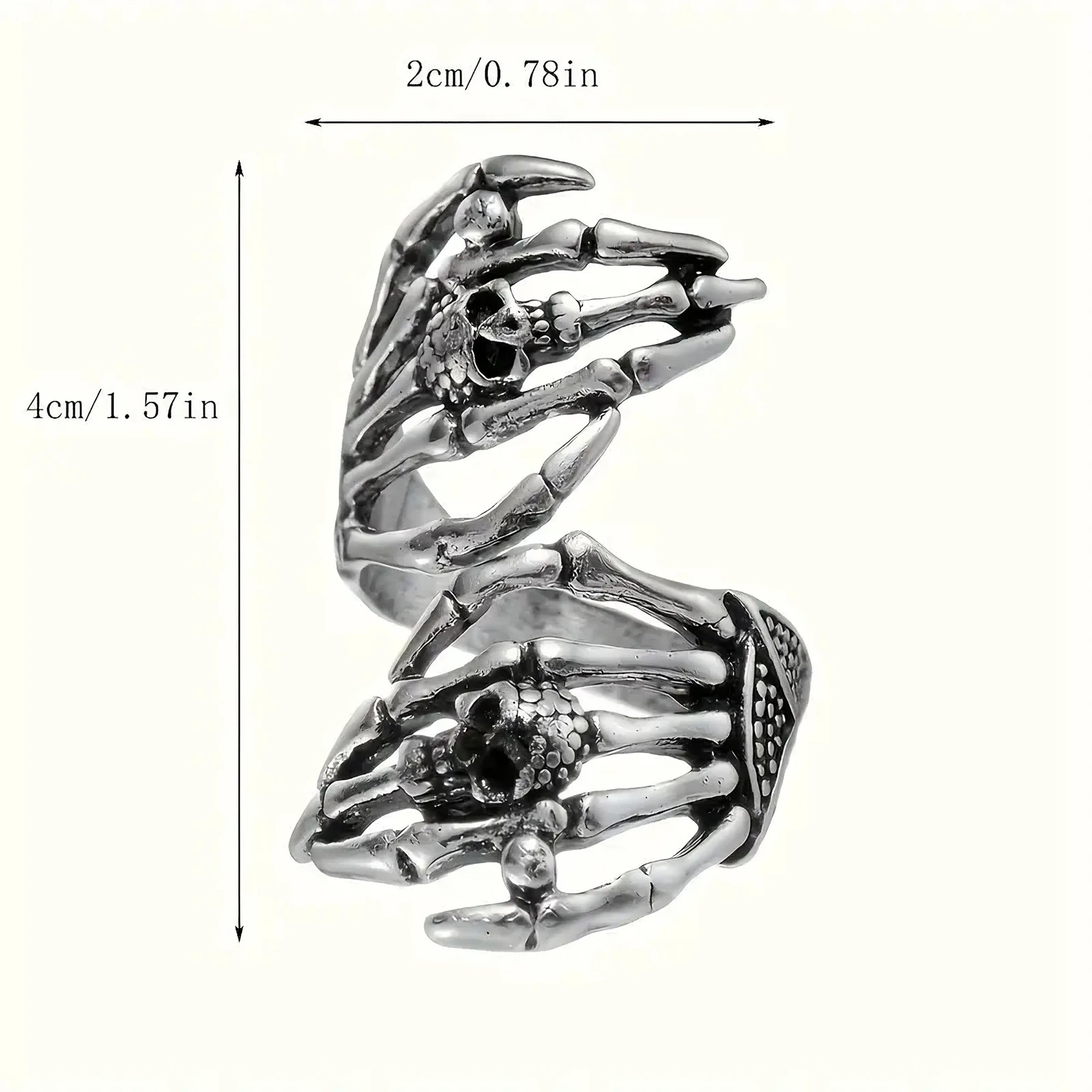 “Skeleton Hands Ring – Adjustable Gothic Skull Wrap Ring”