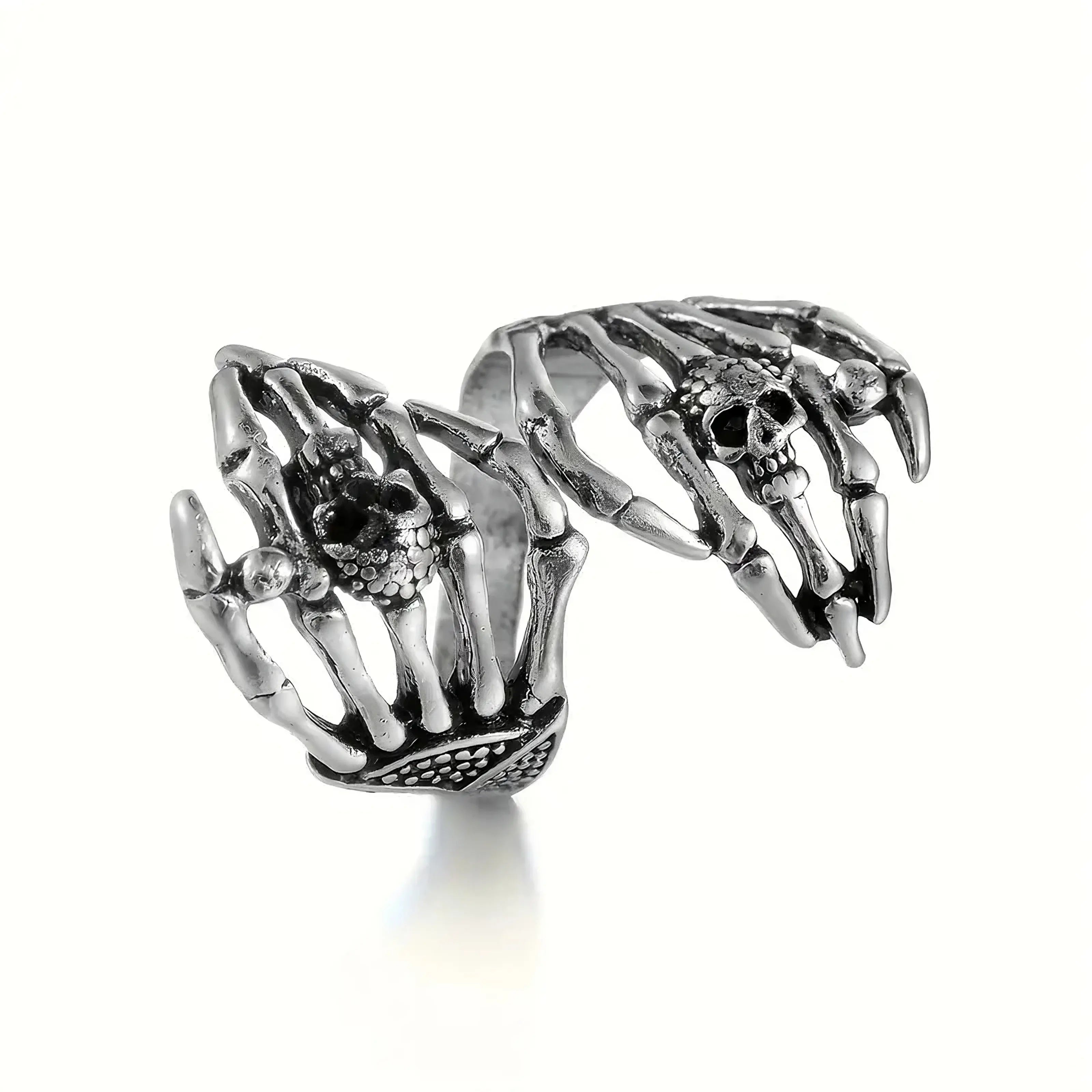 “Skeleton Hands Ring – Adjustable Gothic Skull Wrap Ring”
