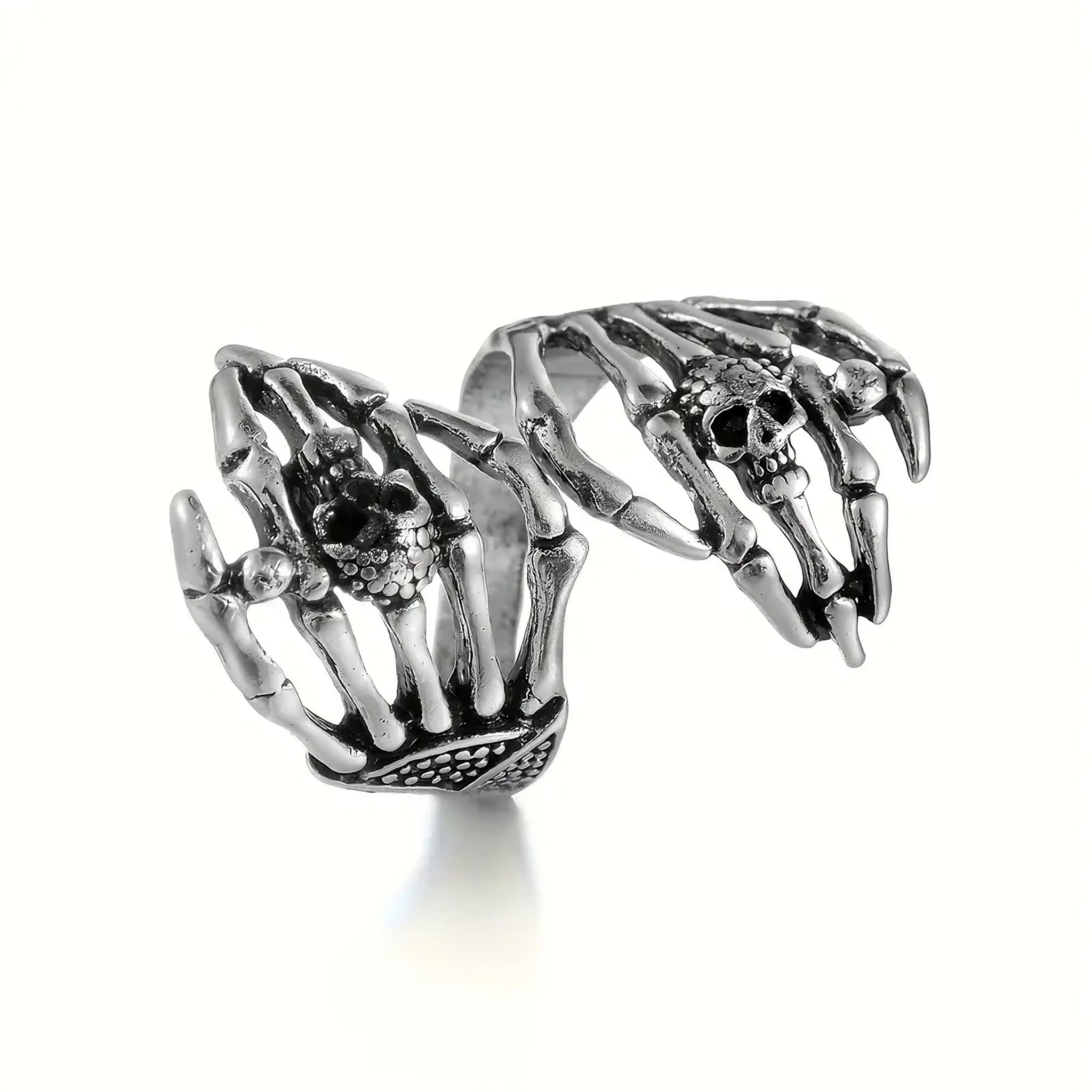 “Skeleton Hands Ring – Adjustable Gothic Skull Wrap Ring”