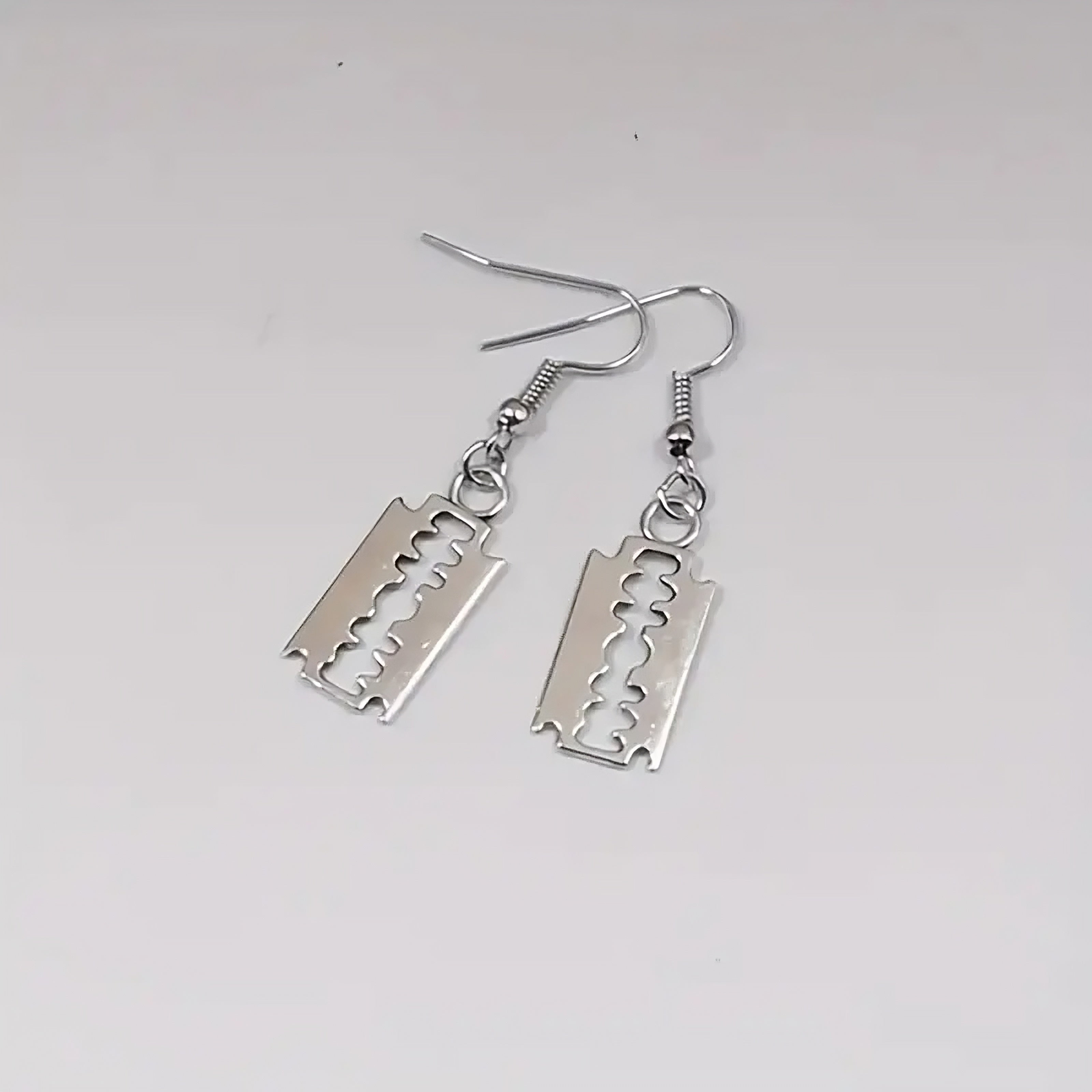 Edgy Razor Blade Drop Earrings – Punk Rock Statement Jewelry