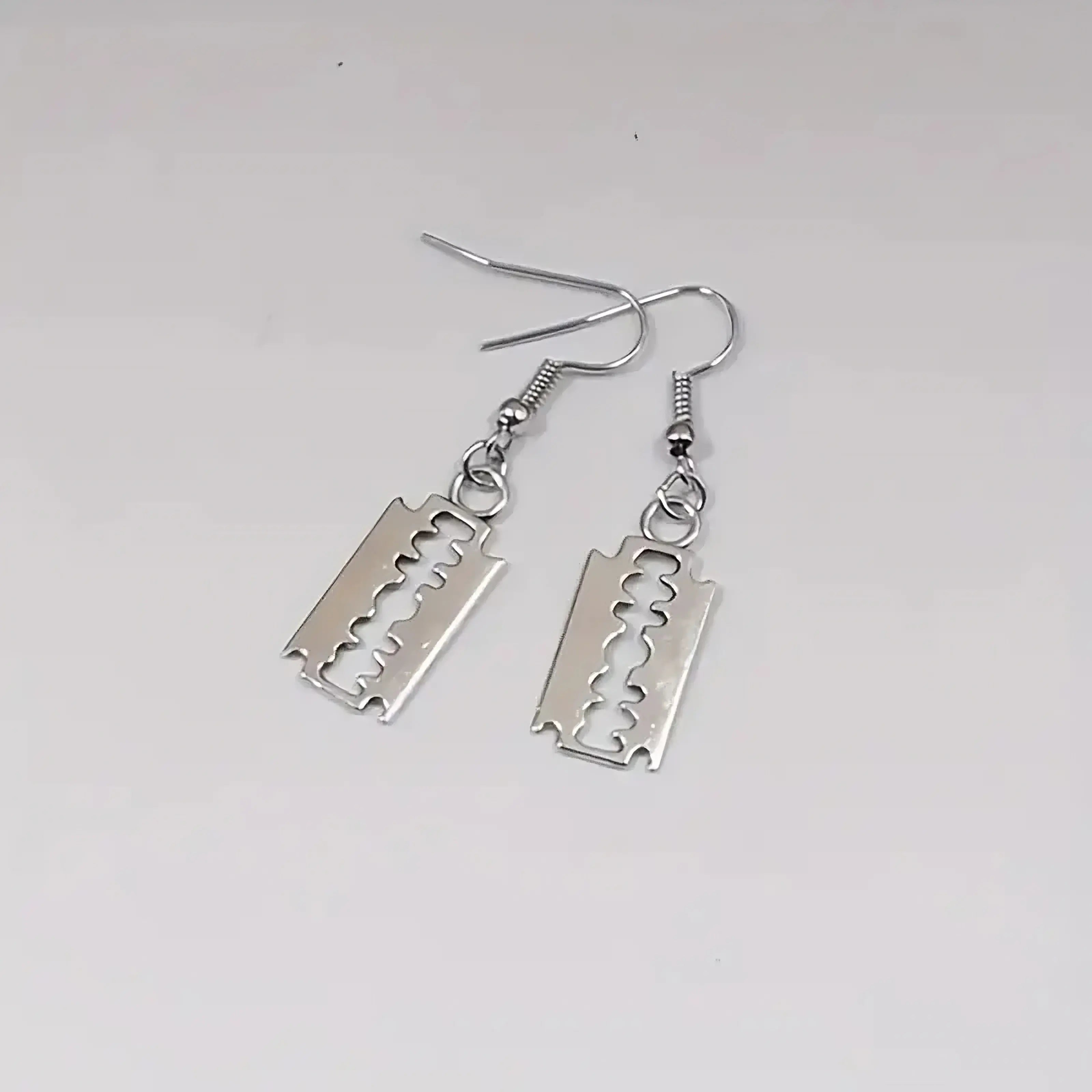 Edgy Razor Blade Drop Earrings – Punk Rock Statement Jewelry