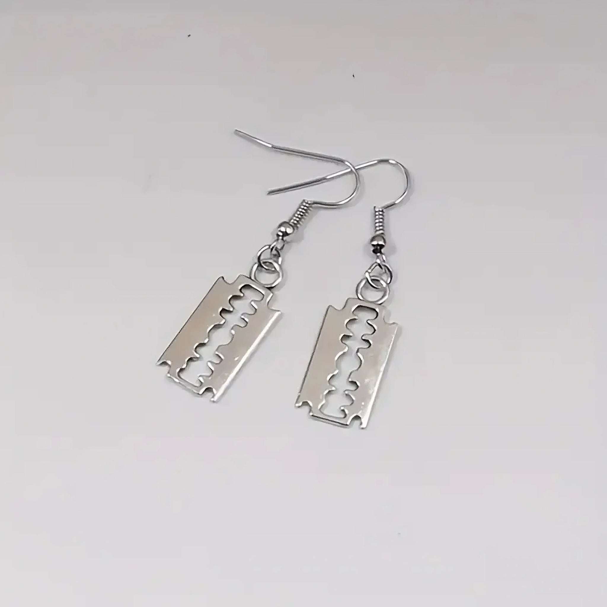 Edgy Razor Blade Drop Earrings – Punk Rock Statement Jewelry