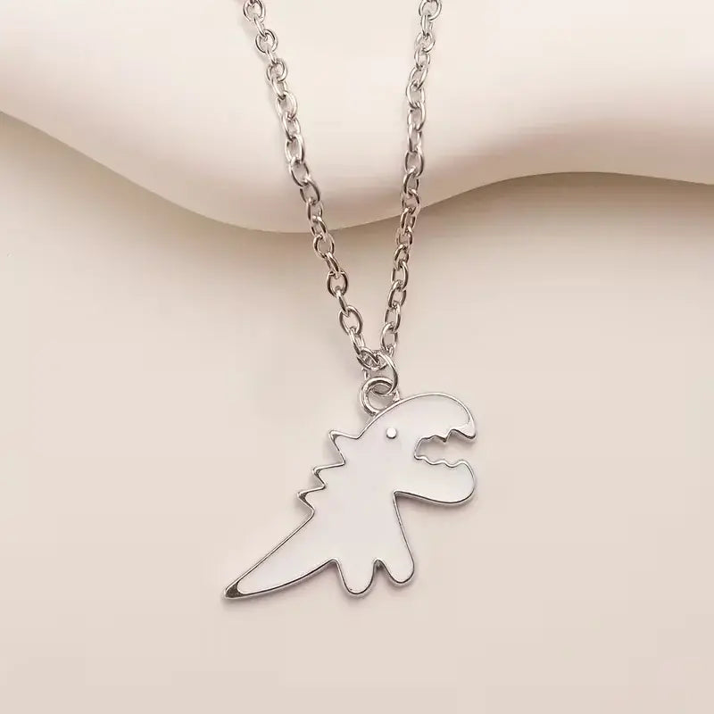 Dinosaur Best Friend Necklace Set – Matching Black & White Dino Pendants for Friends or Couples