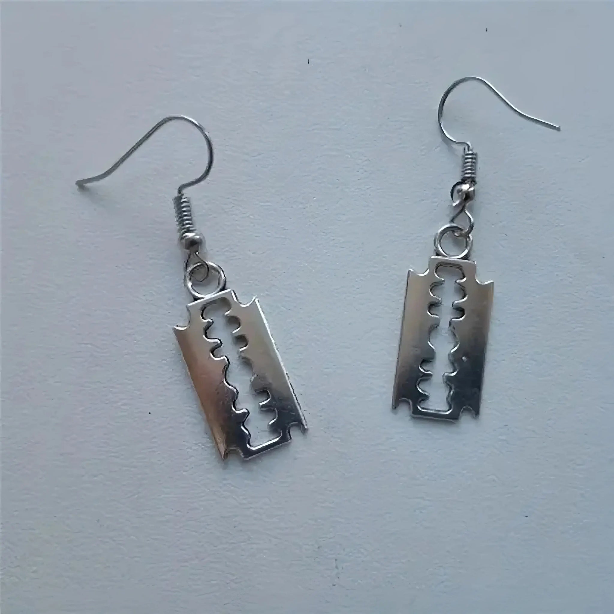 Edgy Razor Blade Drop Earrings – Punk Rock Statement Jewelry