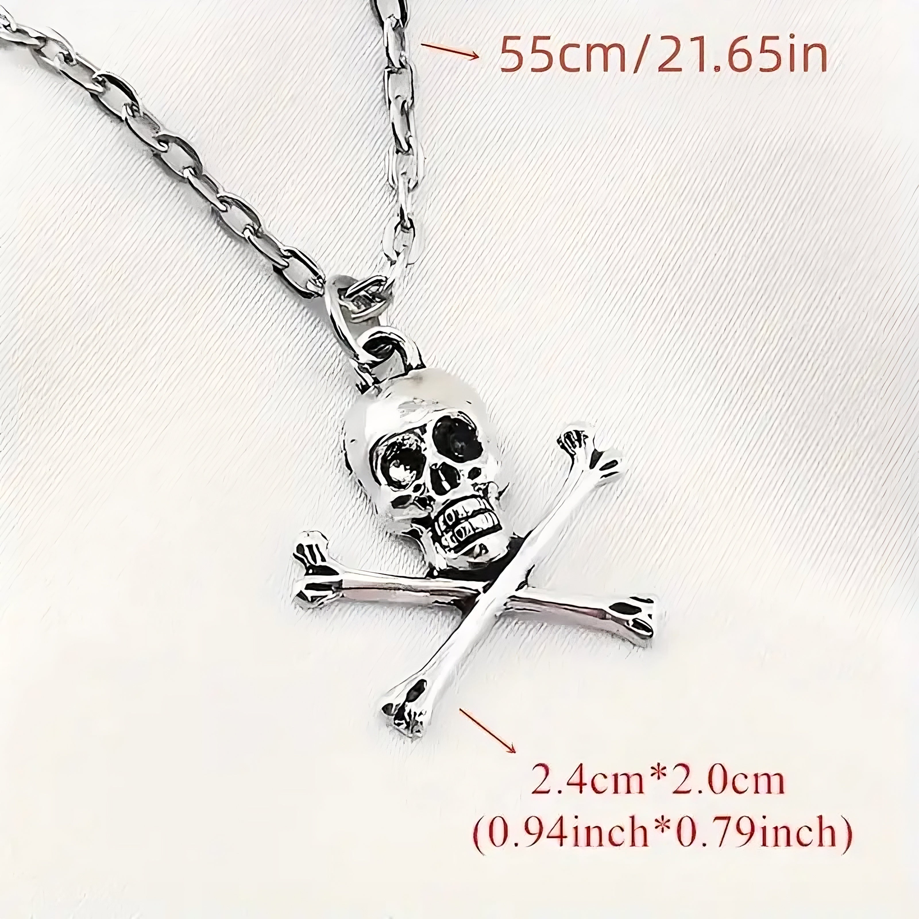 💀 Silver Skull & Crossbones Pendant Necklace