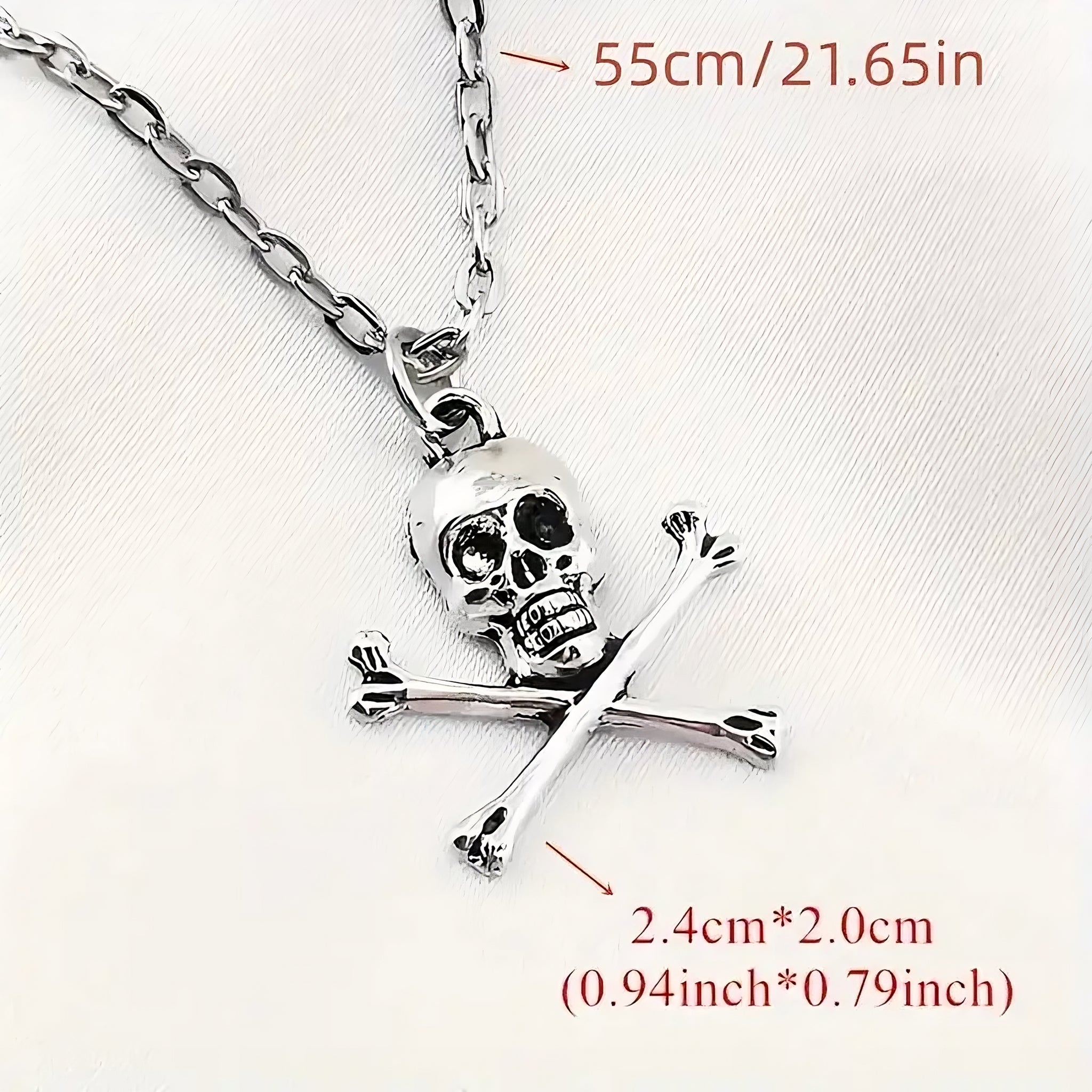 💀 Silver Skull & Crossbones Pendant Necklace