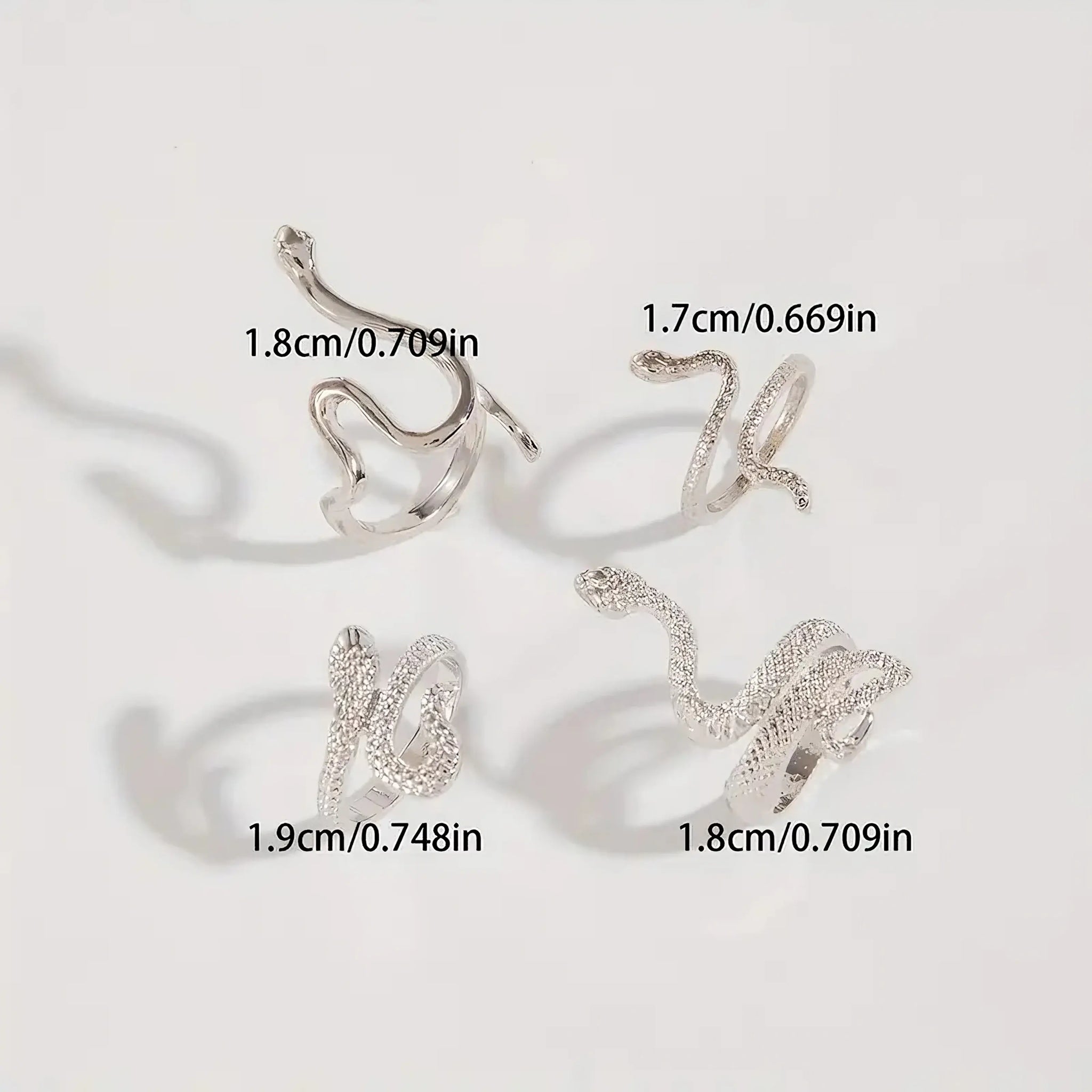 “Silver Snake Ring Set – Adjustable Serpent Rings for Women”