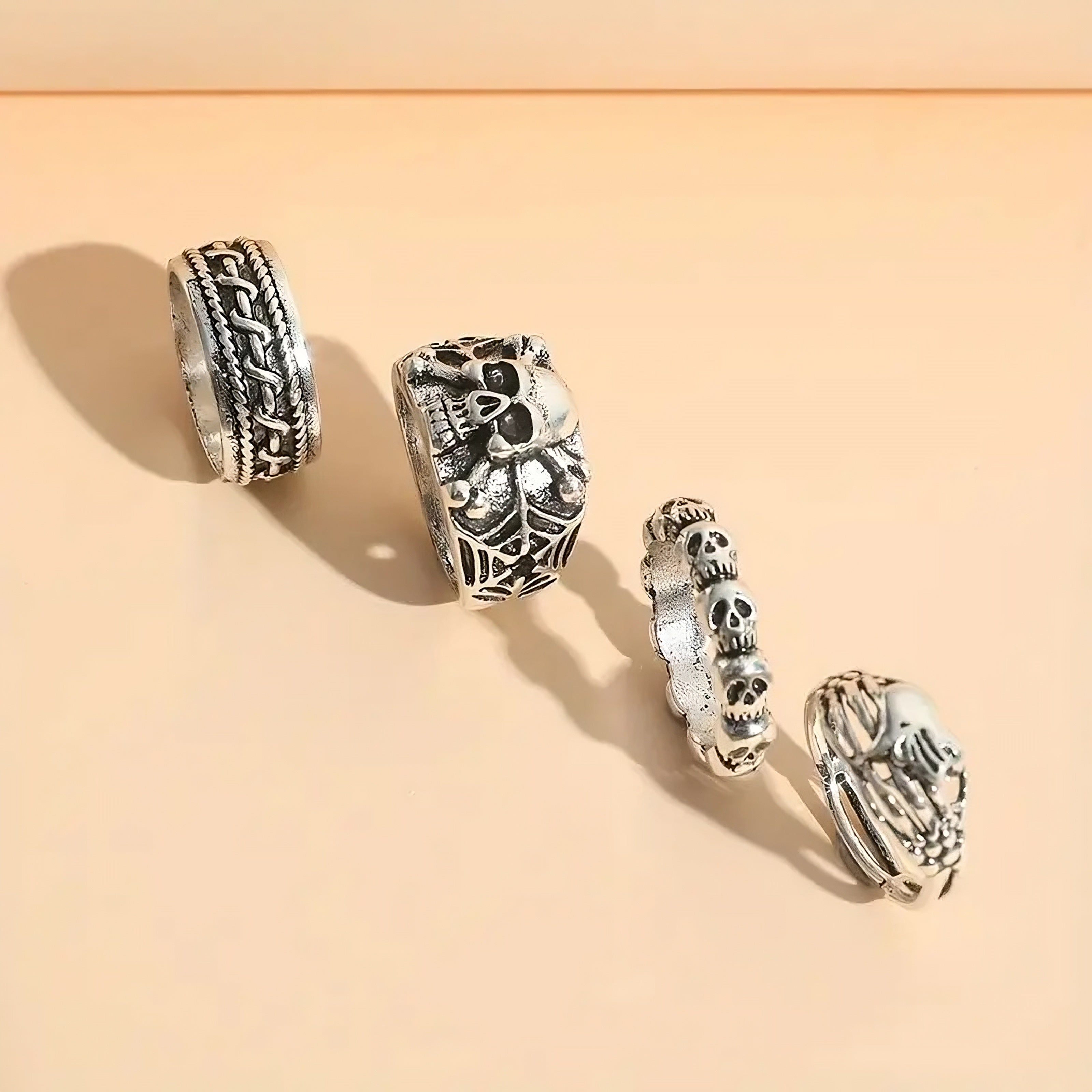 4pcs Hip-Hop Ring Set