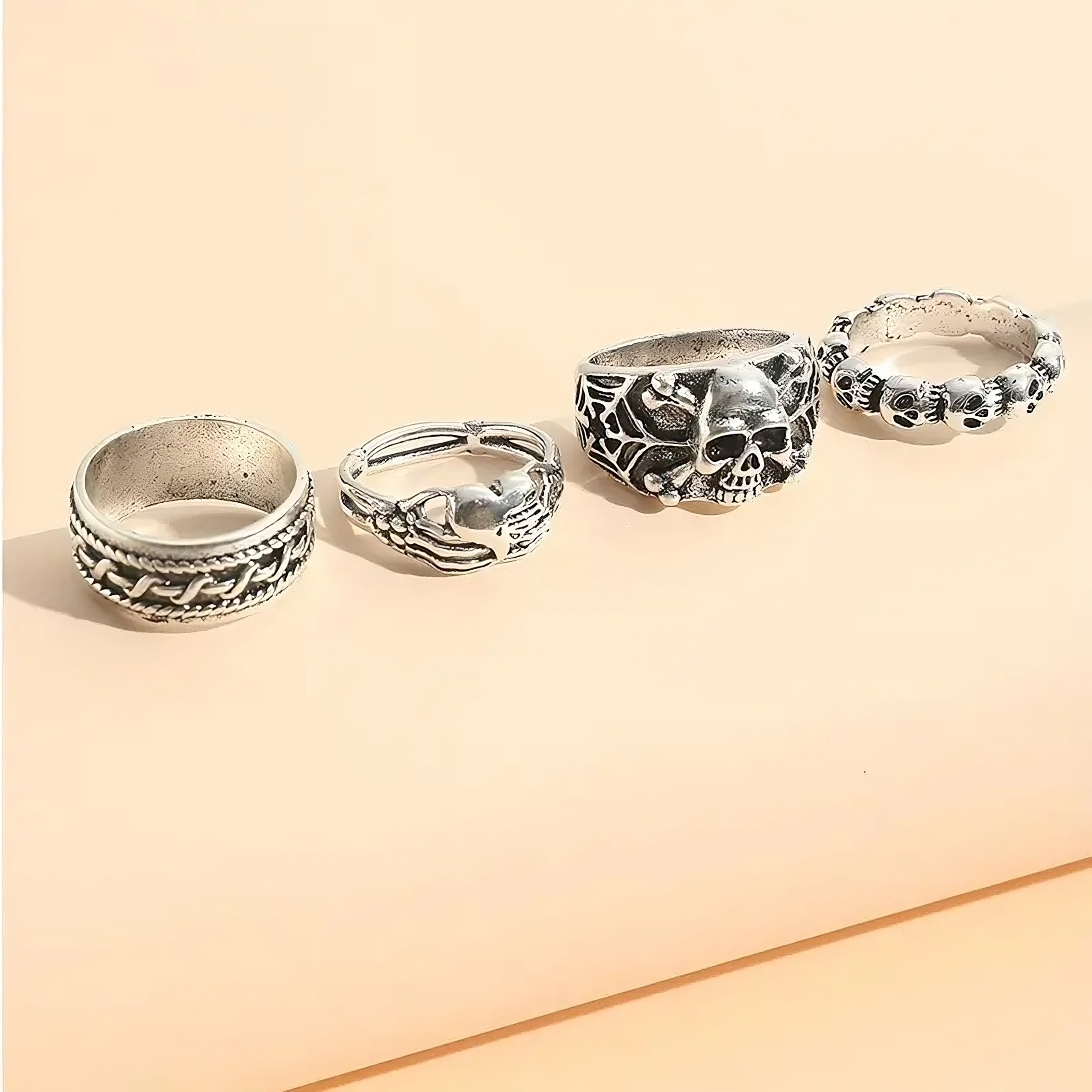 4pcs Hip-Hop Ring Set