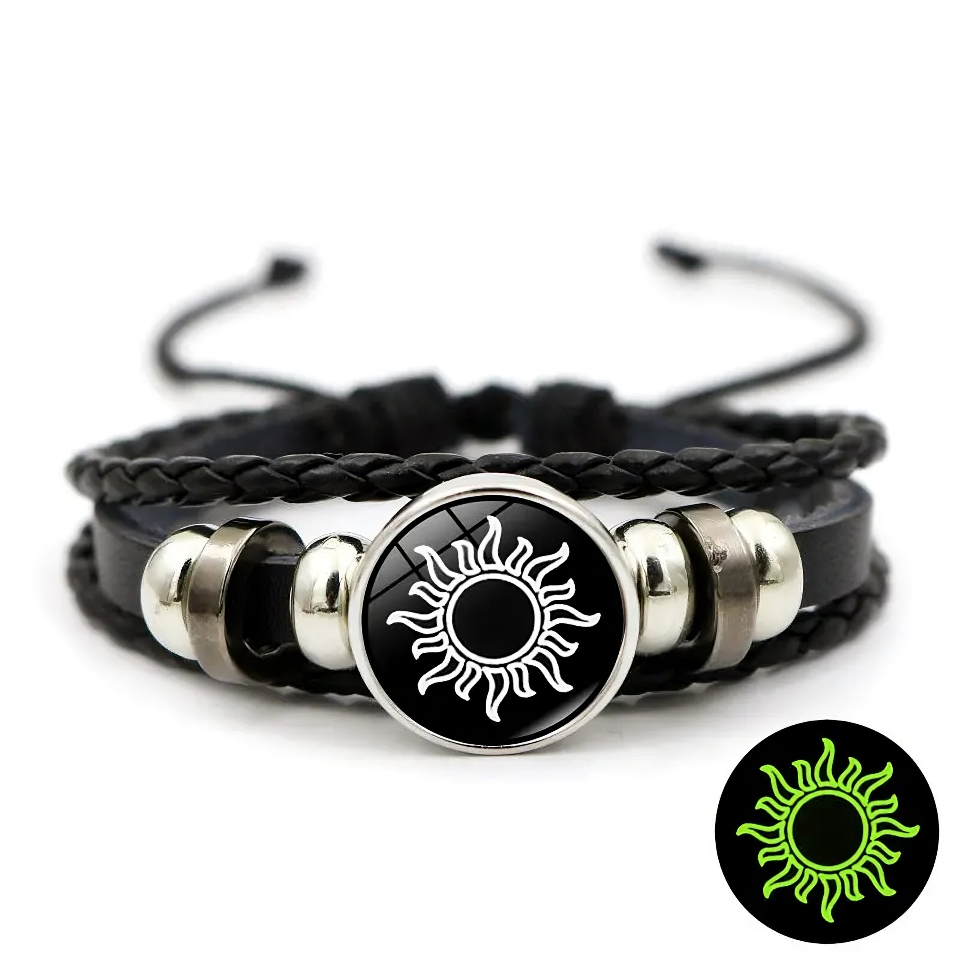 Sun & Moon Glow Leather Bracelet Set
